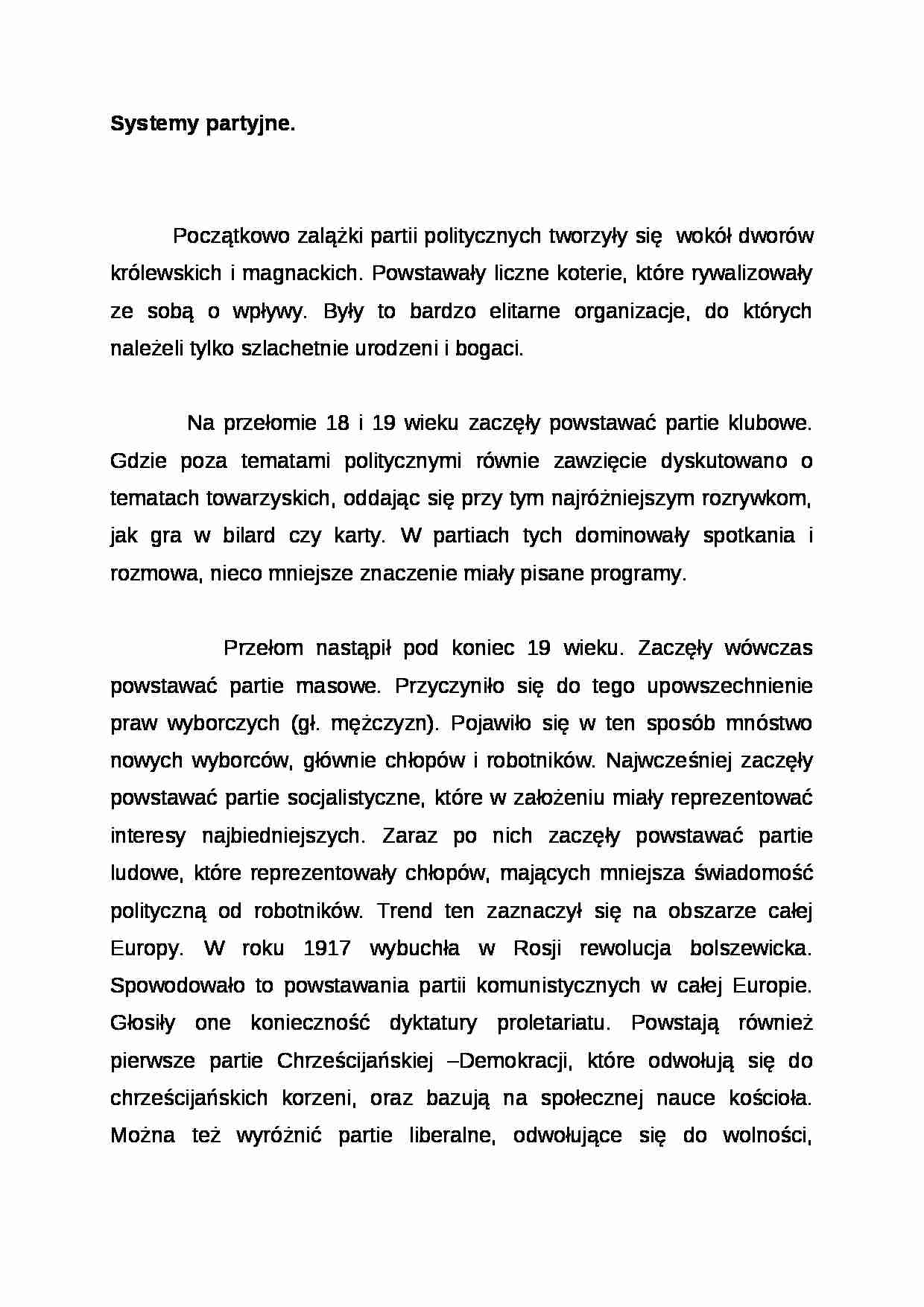 Wykład - Systemy partyjne - strona 1