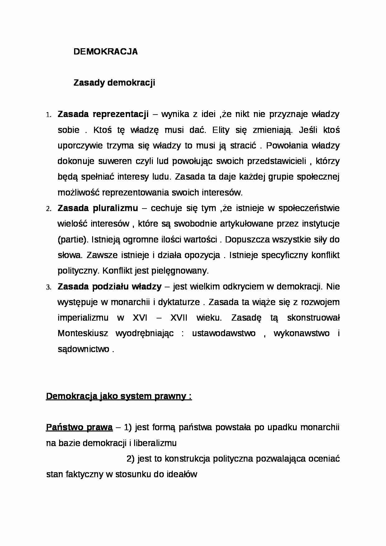 Wykład - pojęcie i zasady demokracji - strona 1