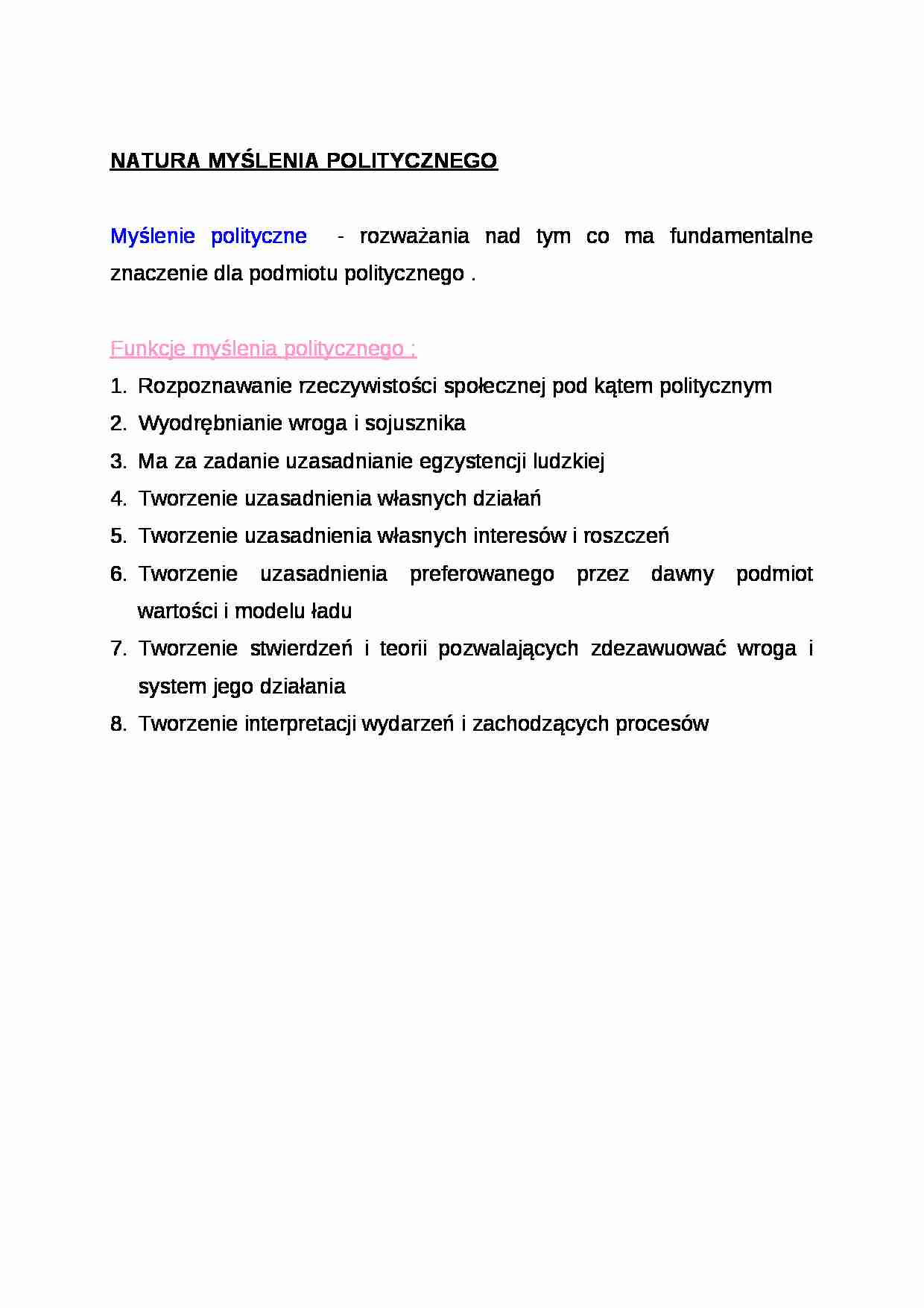 Wykład - natura myślenia politycznego - strona 1
