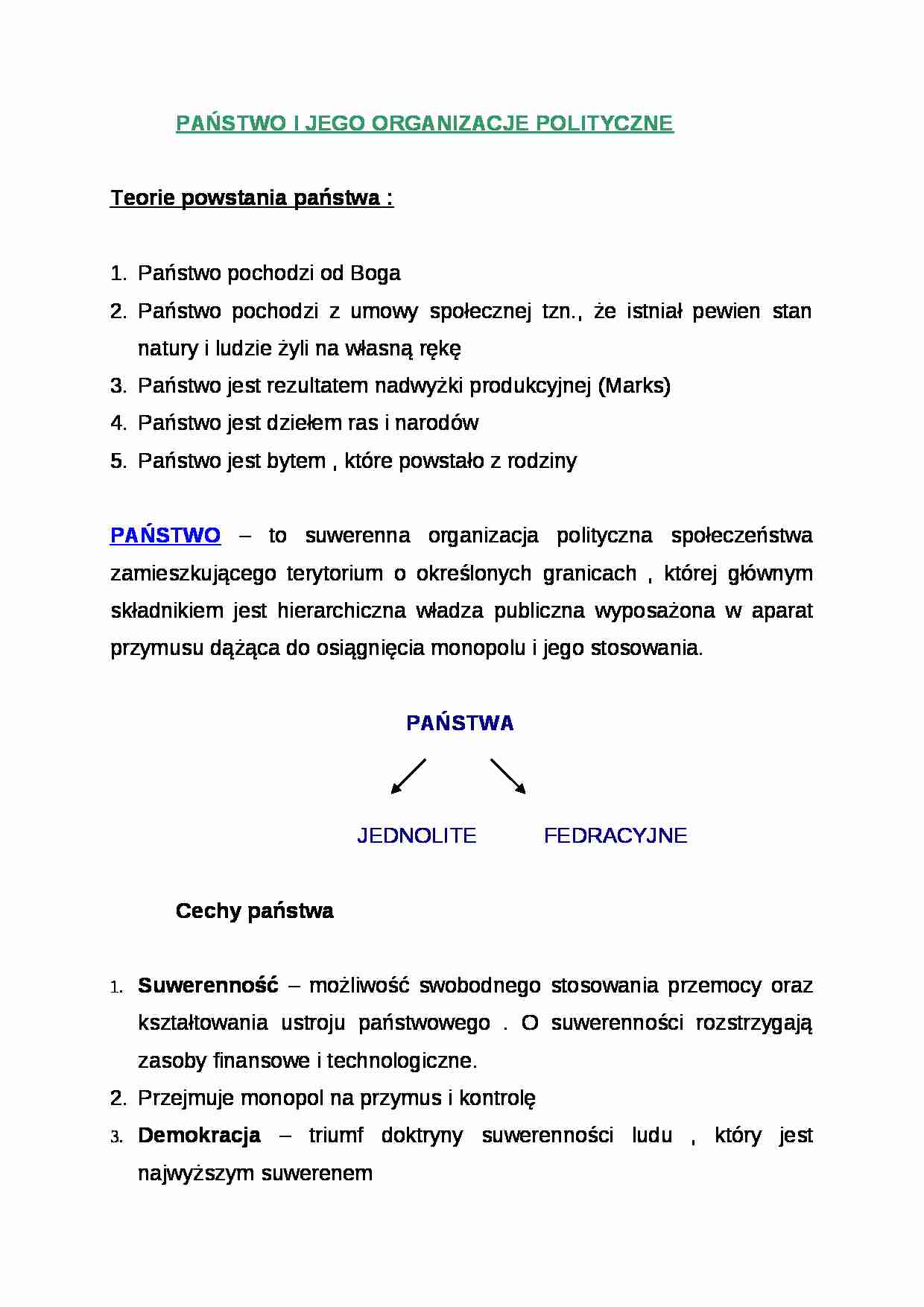 Wykład - państwo i jego organizacje polityczne - strona 1