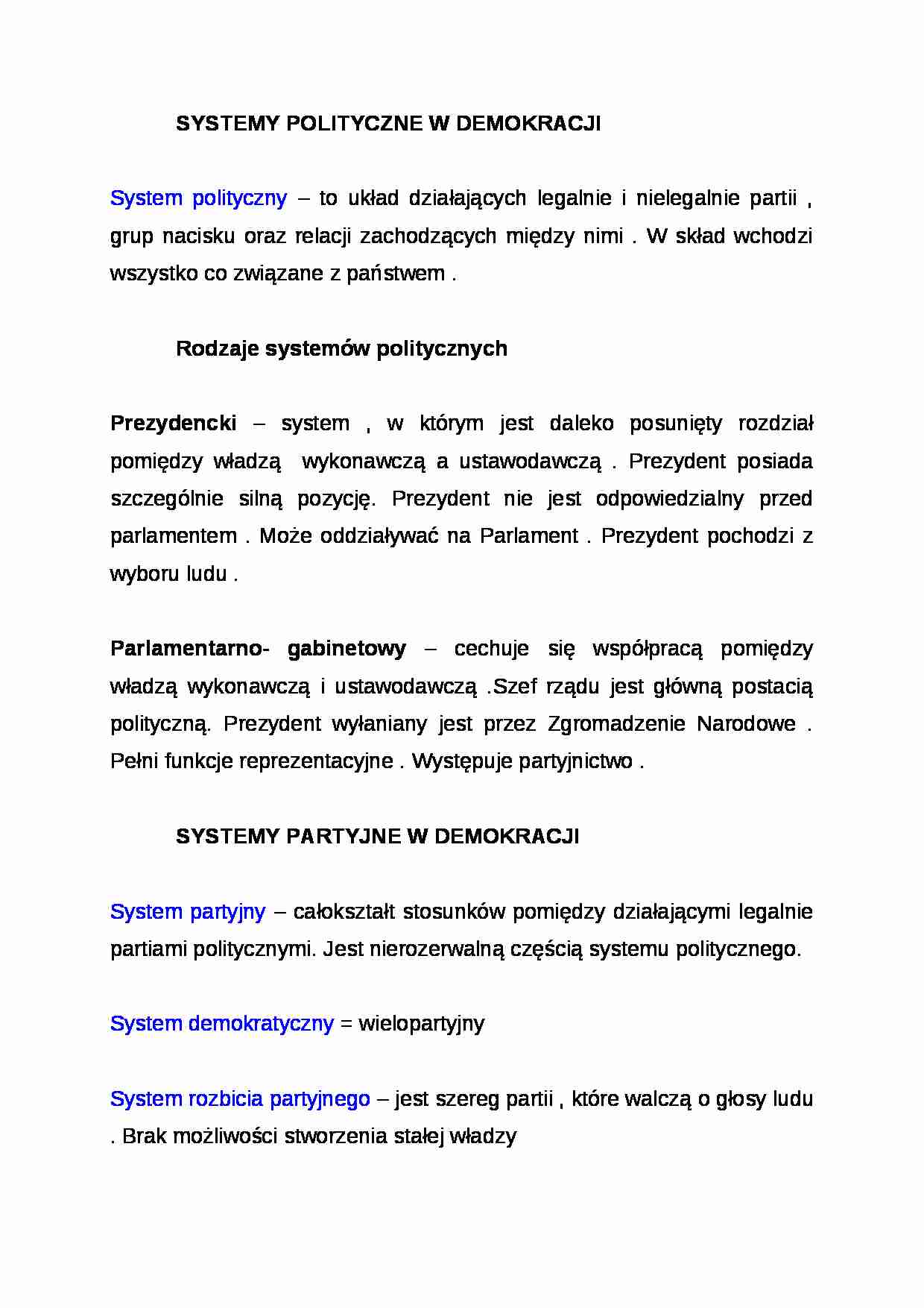 Wykład - systemy polityczne w demokracji - strona 1