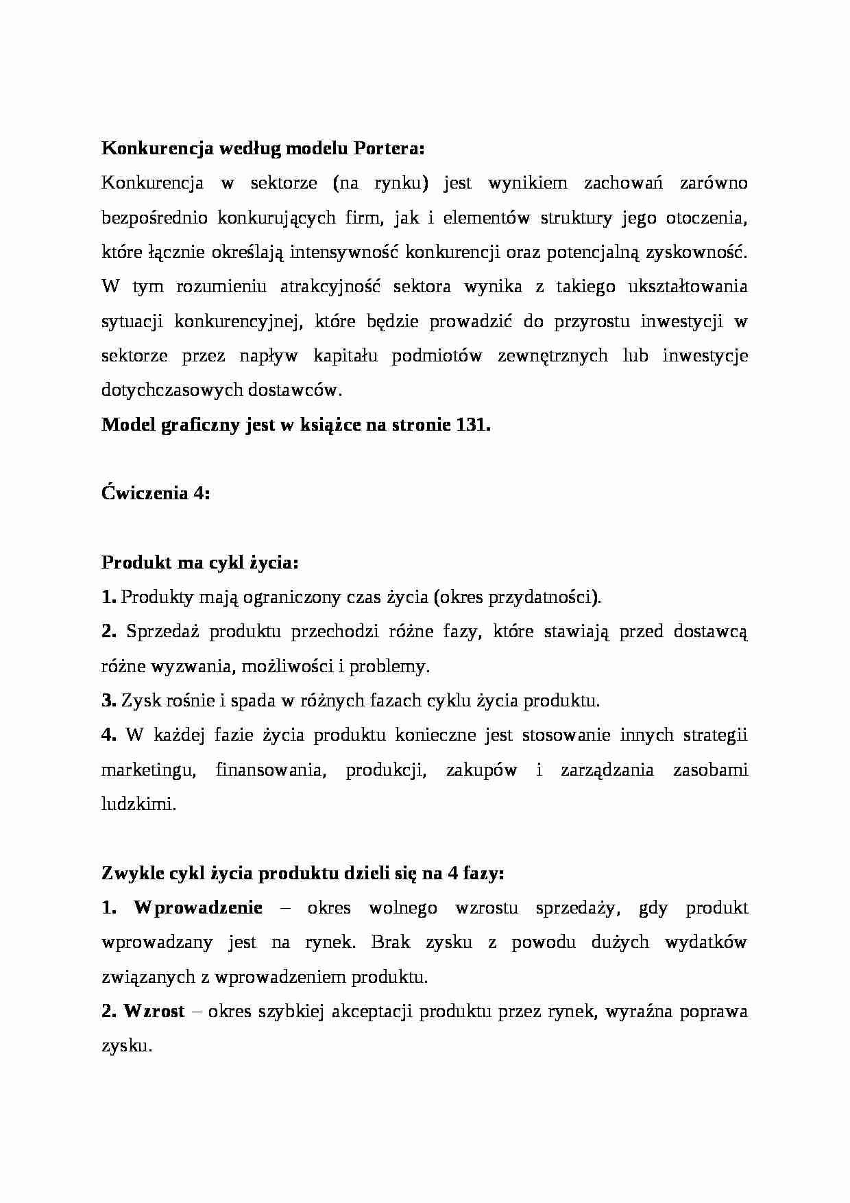 Wykład - Konkurencja według modelu Portera - strona 1