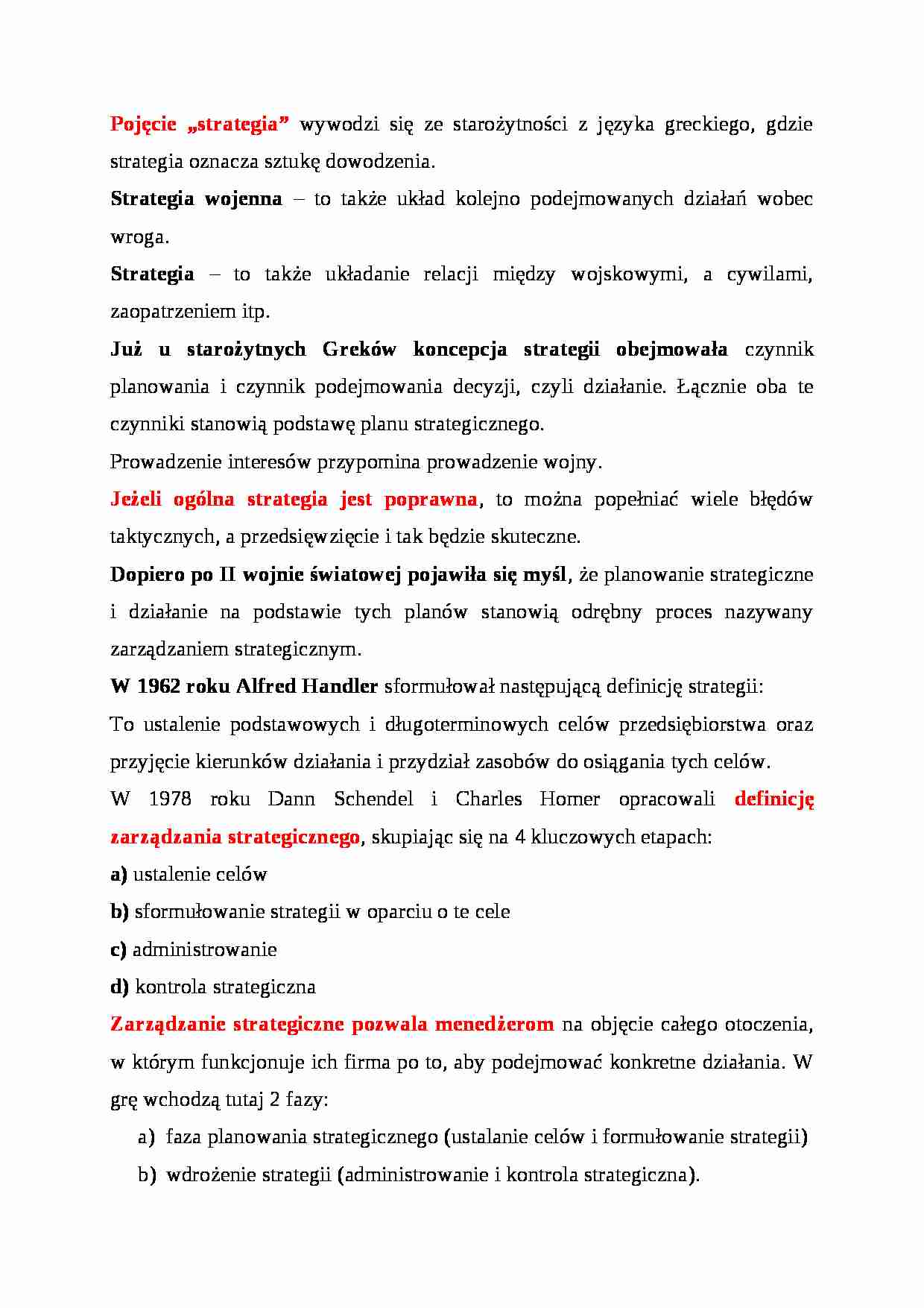 Wykład - pojęcie strategii - strona 1