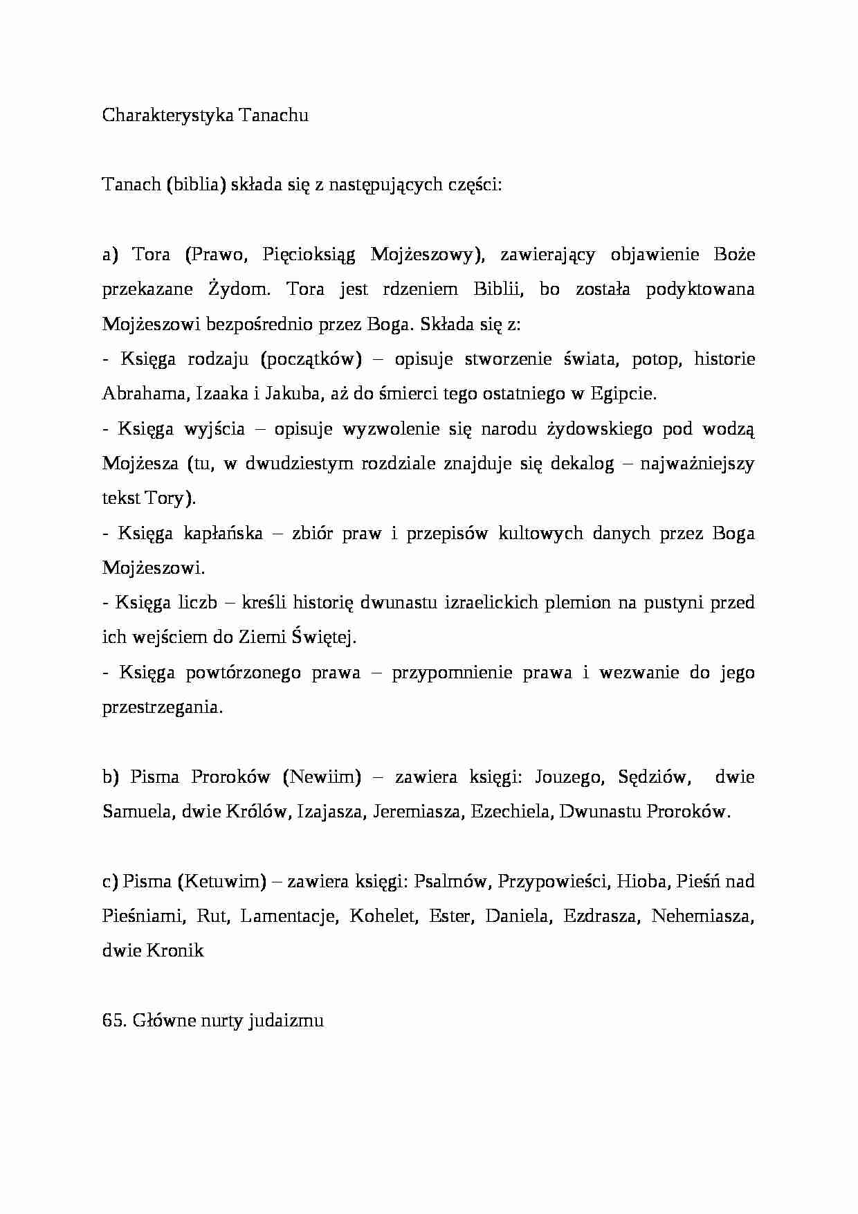 Wykład - Charakterystyka Tanachu - strona 1