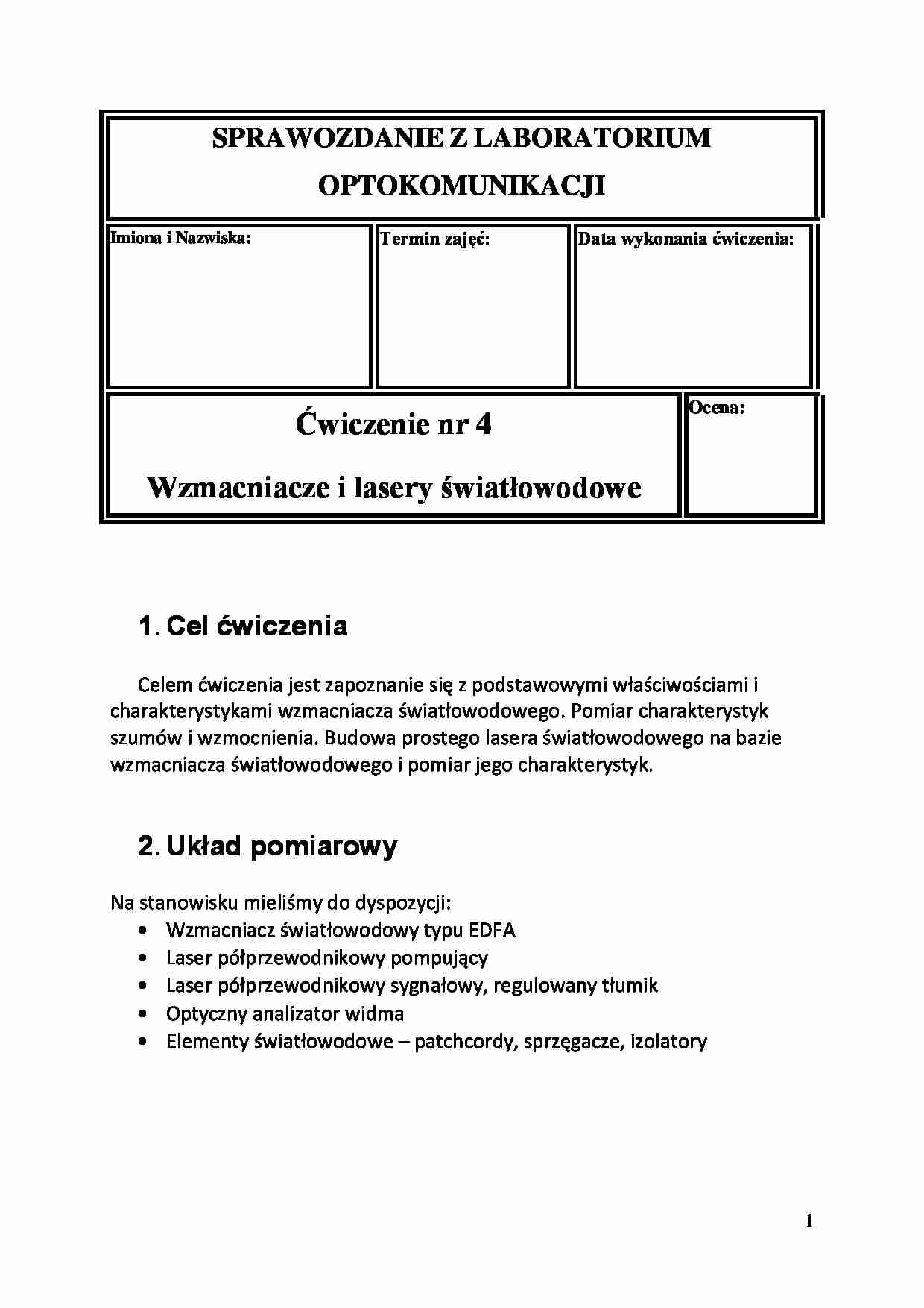 wzmacniacze i lasery światłowodowe - omówienie - strona 1