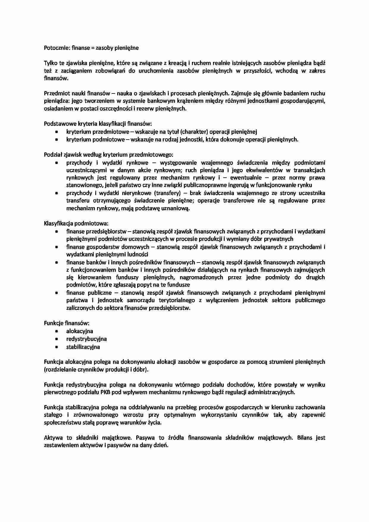 klasyfikacja finansów - omówienie - strona 1