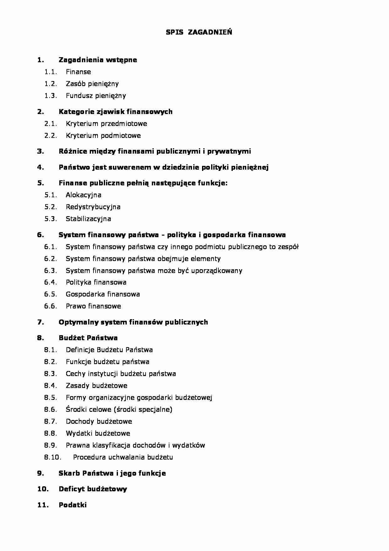 Podstawy finansów - zagadnienia omówione - strona 1