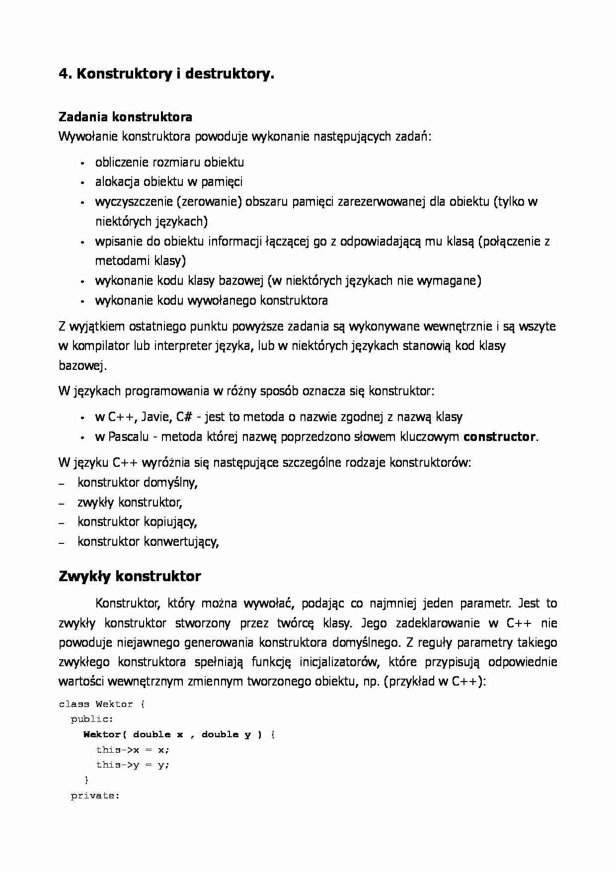 Konstruktory i destruktory - omówienie - strona 1
