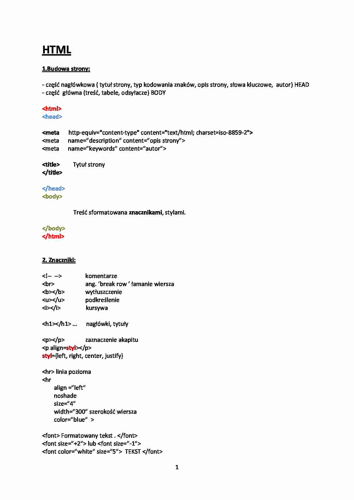 HTML i CSS - omówienie - strona 1