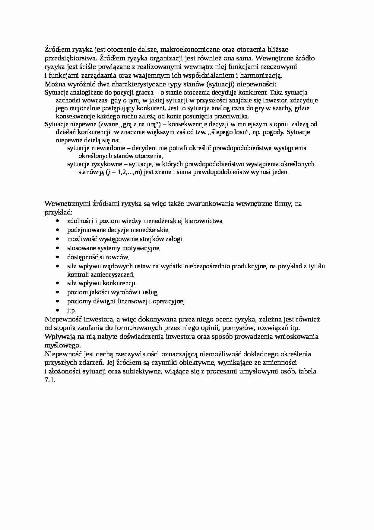 Pojęcie ryzyka - omówienie - strona 1