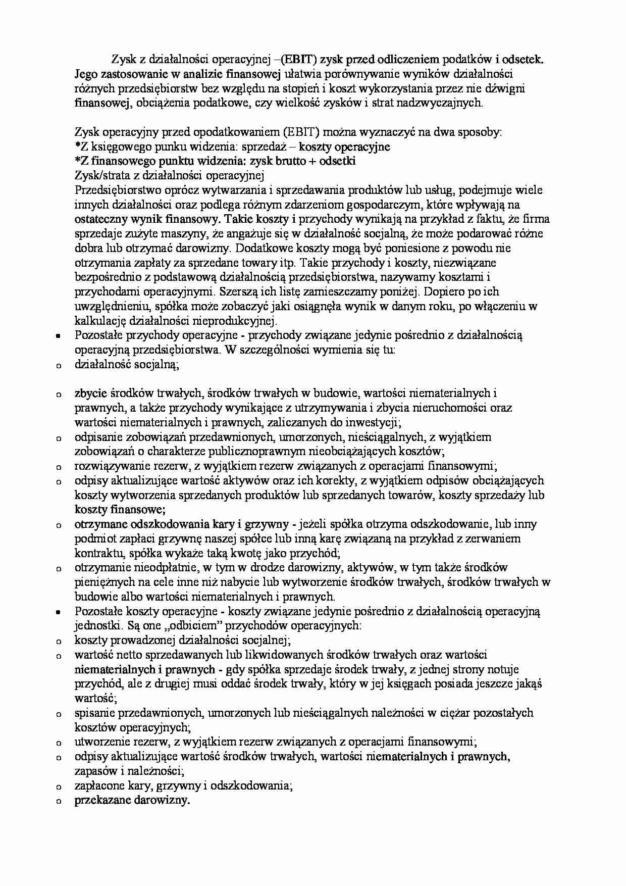 Zysk z działalności operacyjnej - omówienie - strona 1