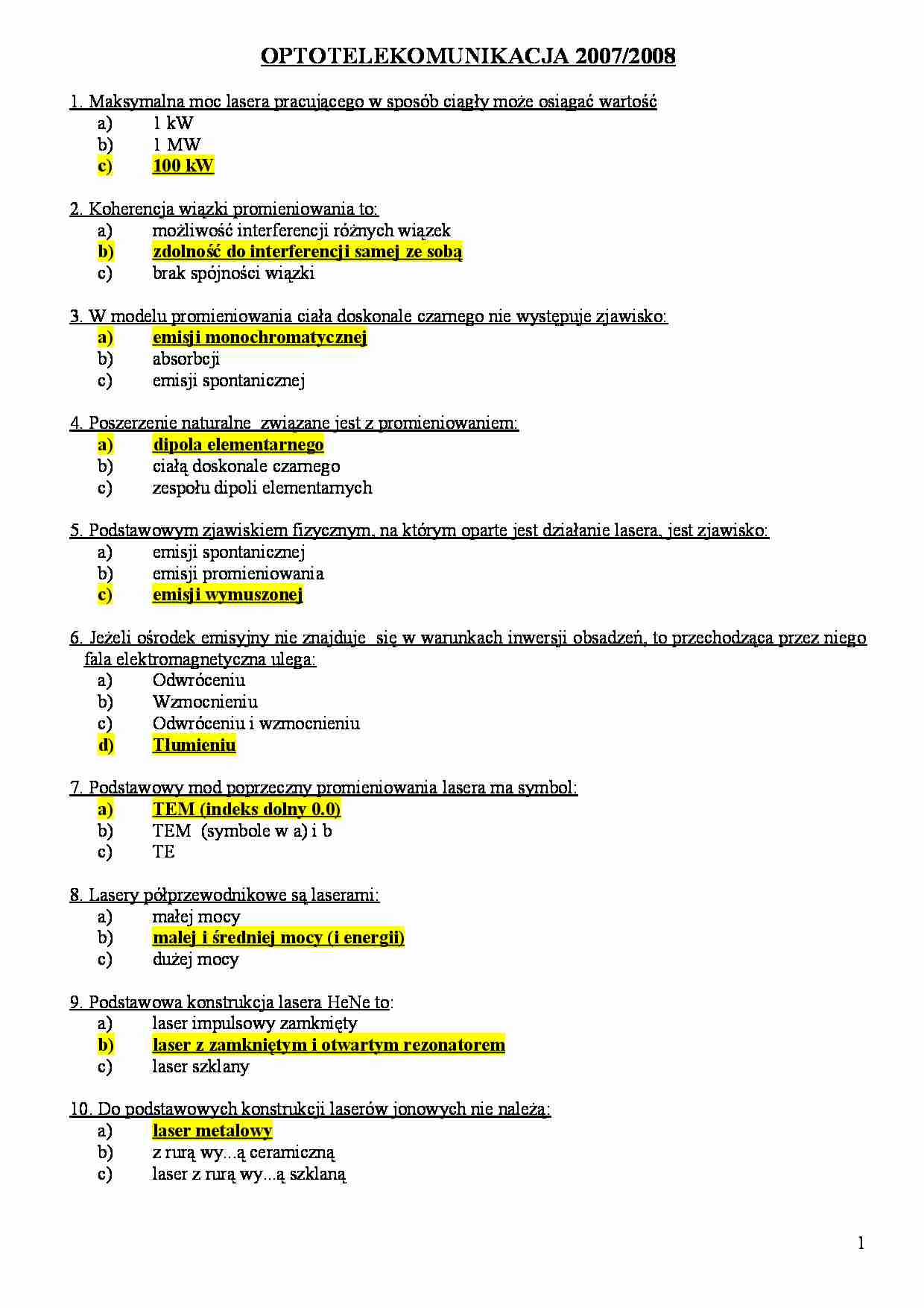 optokomunikacja - test - strona 1