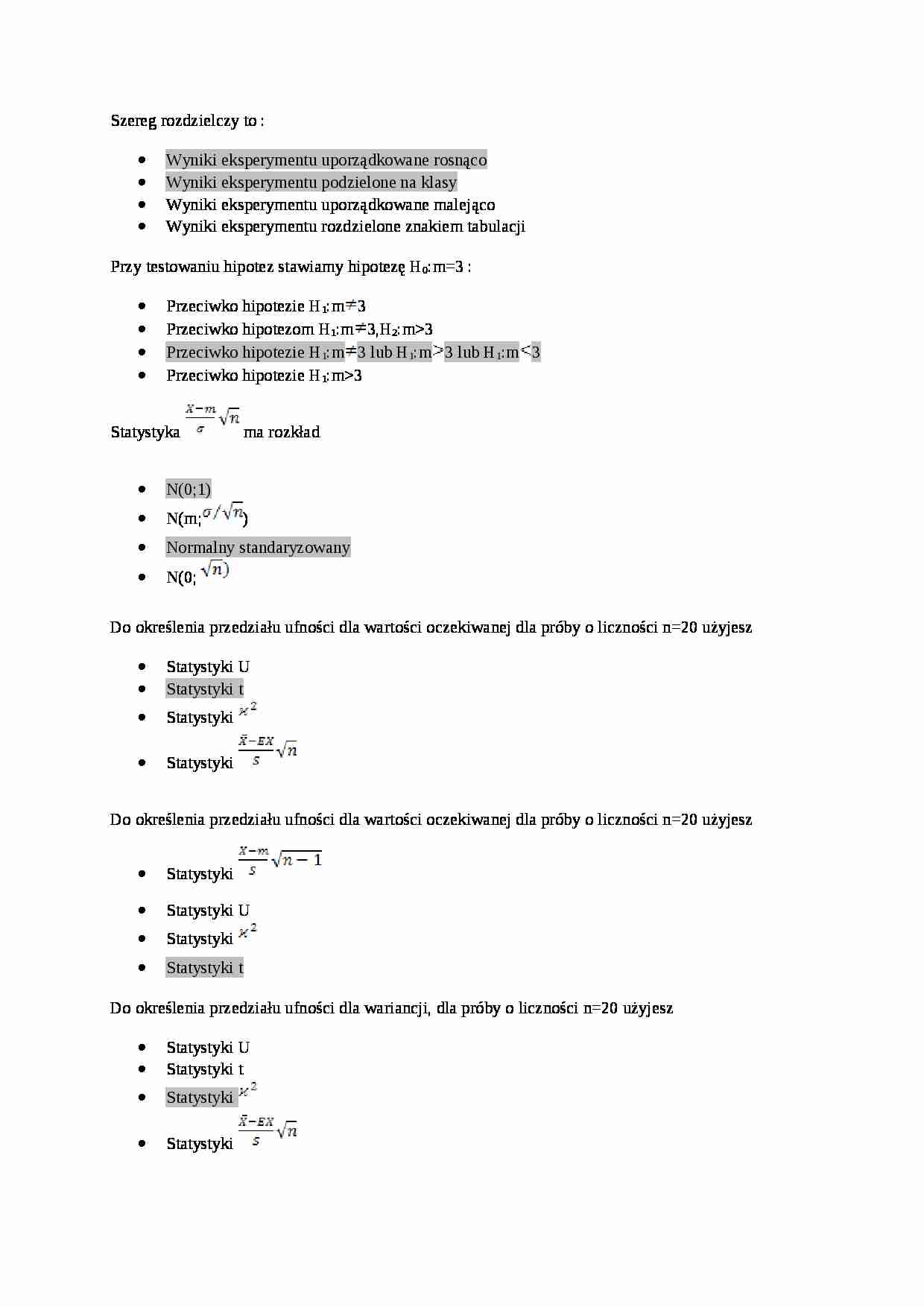 probabilistyka - test - strona 1