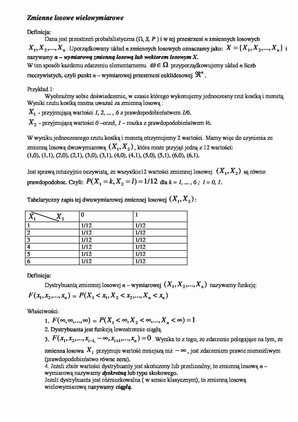 zmienne losowe wielowymiarowe - omówienie - strona 1