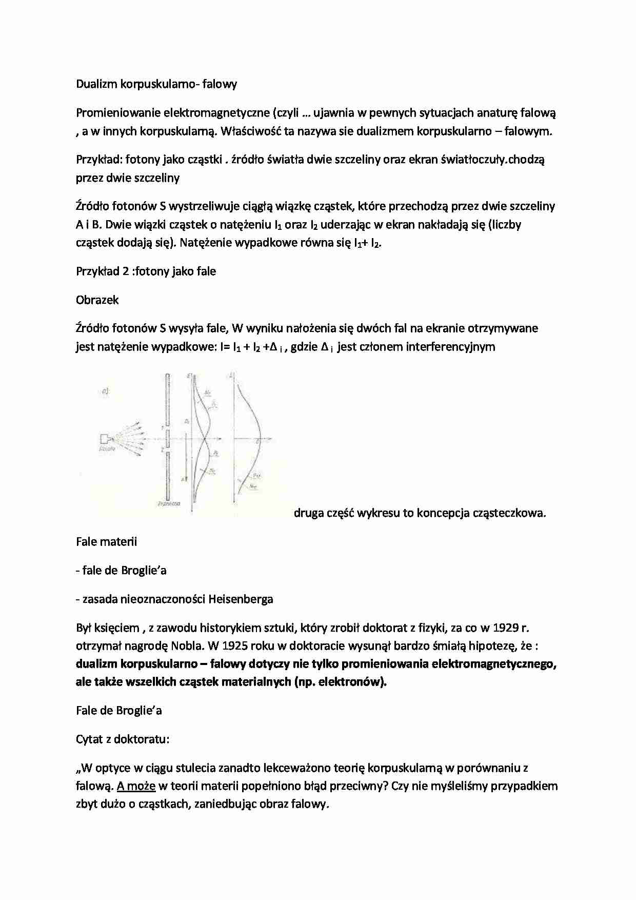 Dualizm korpuskularno-falowy - omówienie - strona 1
