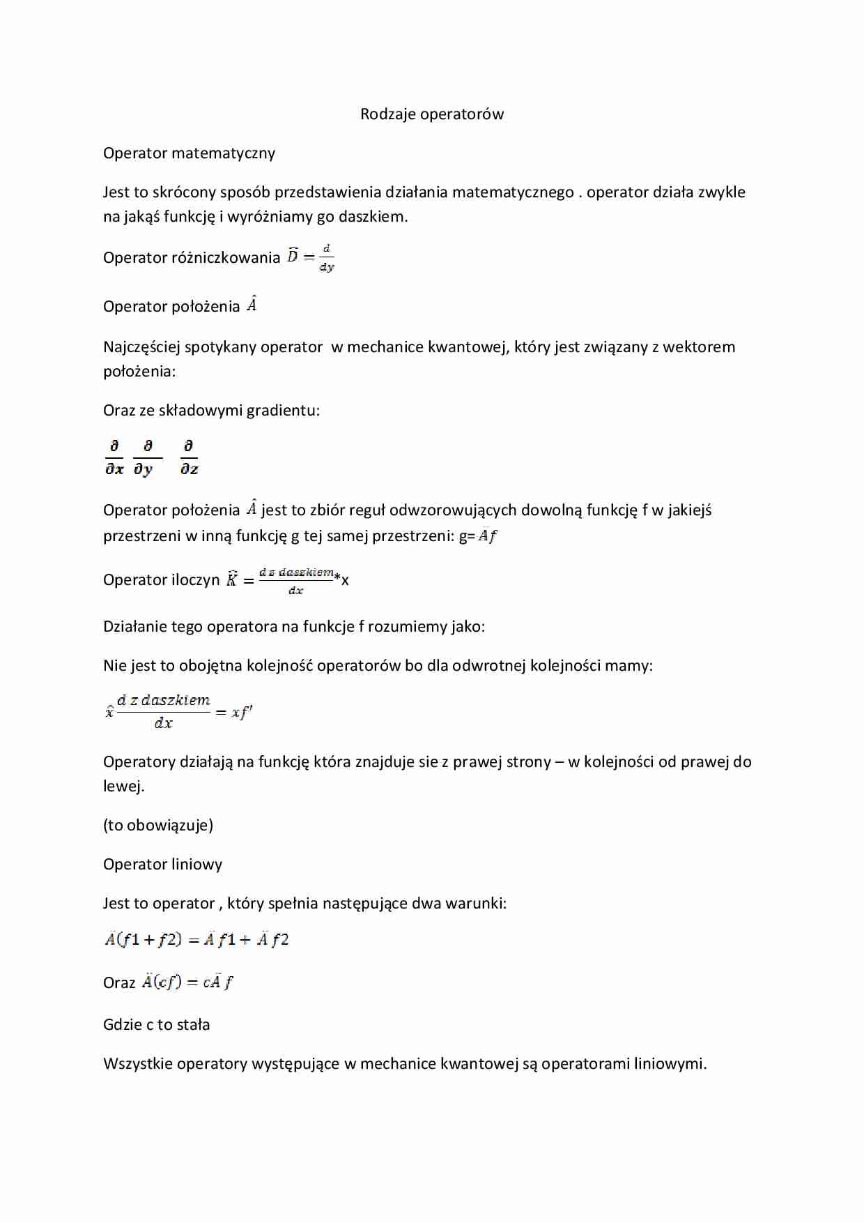 Rodzaje operatorów - omówienie - strona 1