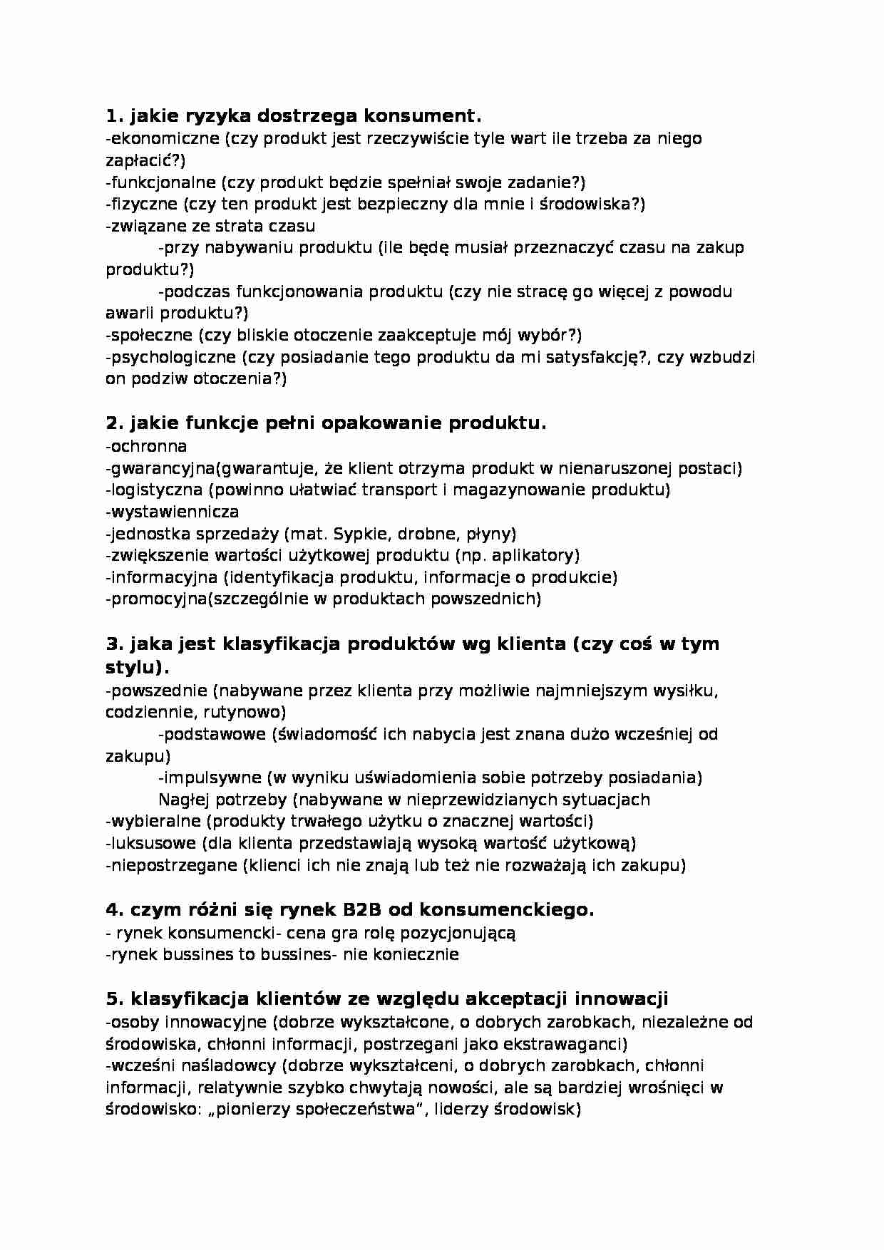 opracowanie zagadnień - omówienie - ryzyko konsumenta - strona 1