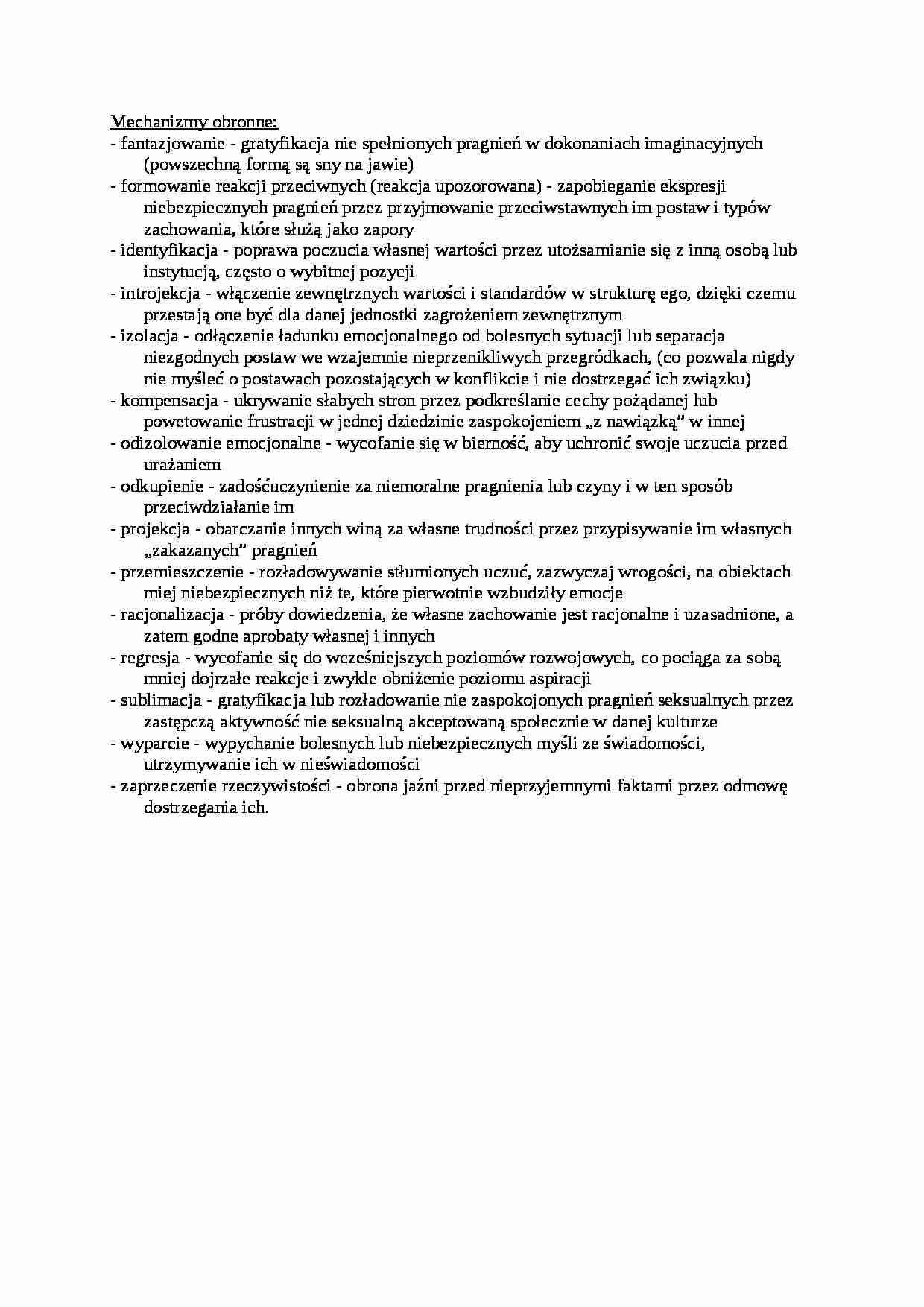 mechanizmy obronne - omówienie - strona 1