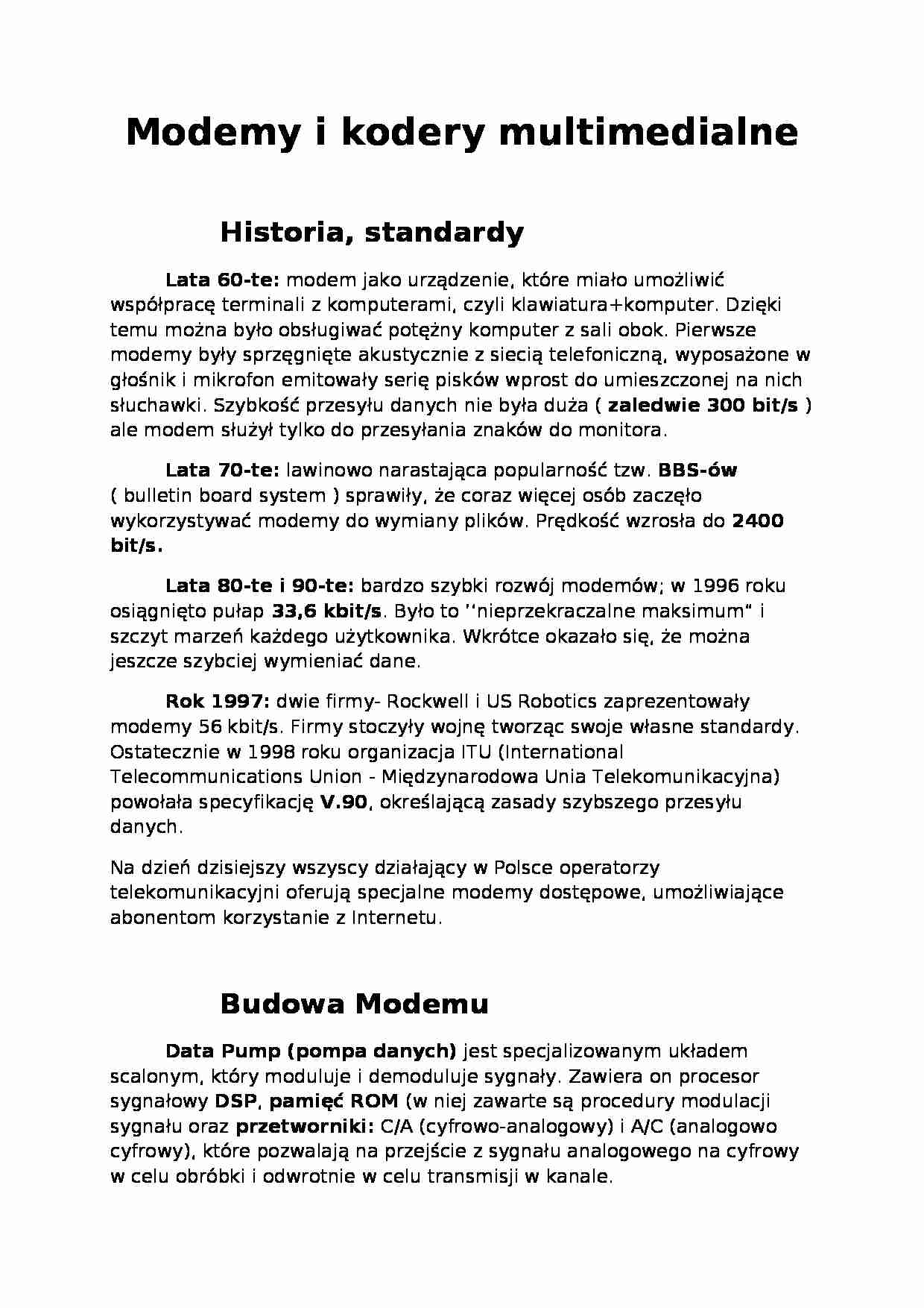 Modemy i kodery multimedialne - omówienie - strona 1