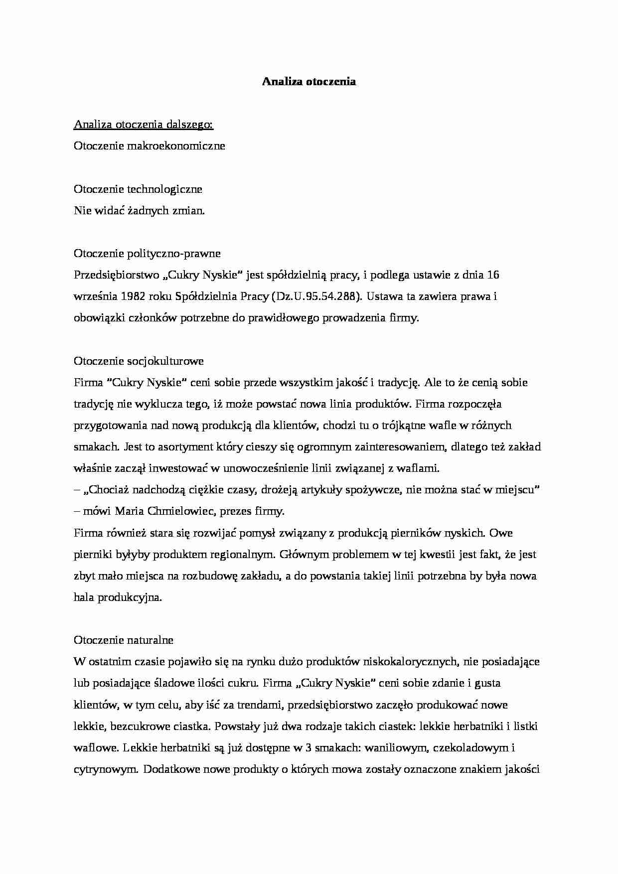 Analiza otoczenia - omówienie - strona 1