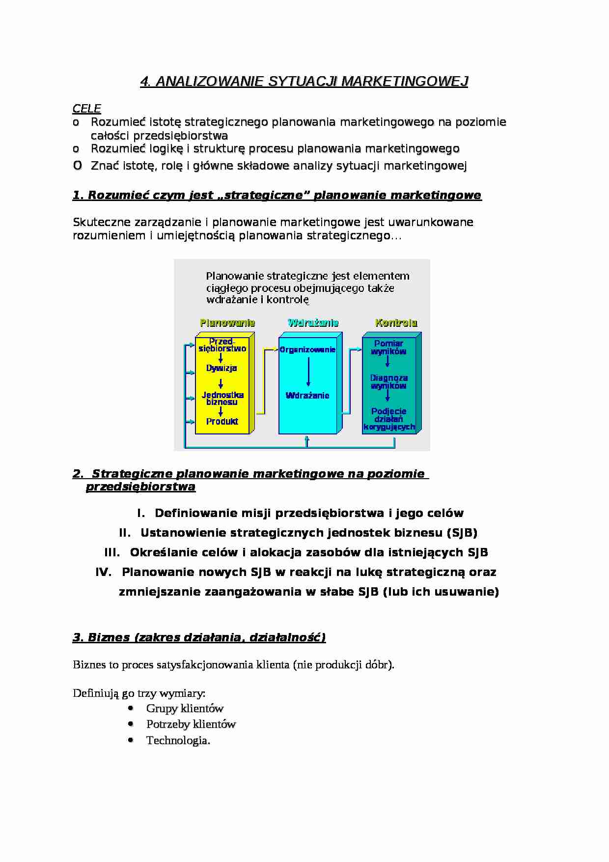 analizowanie sytuacji marketingowej - omówienie - strona 1
