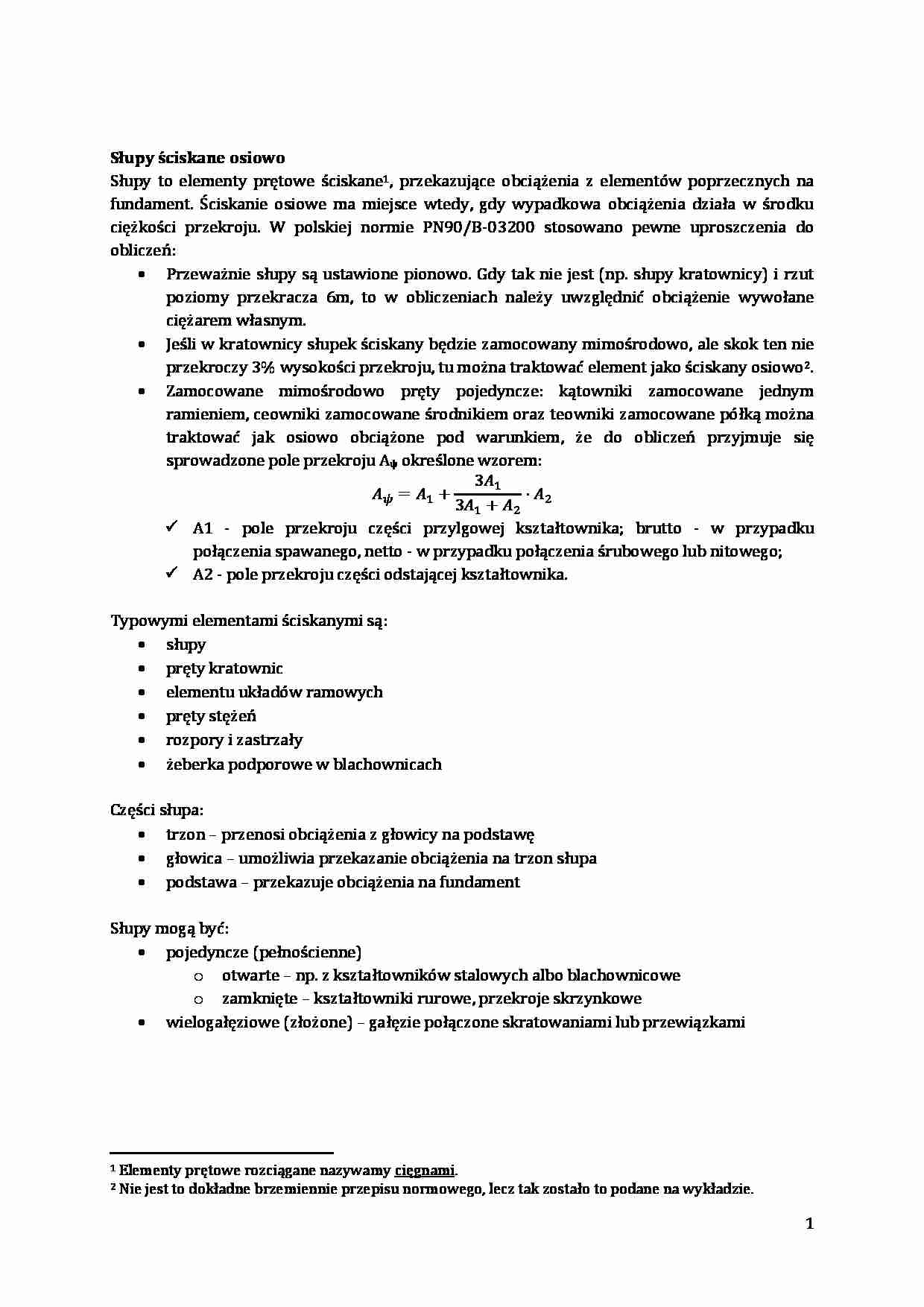 Słupy ściskane osiowo i kratownice - omówienie - strona 1