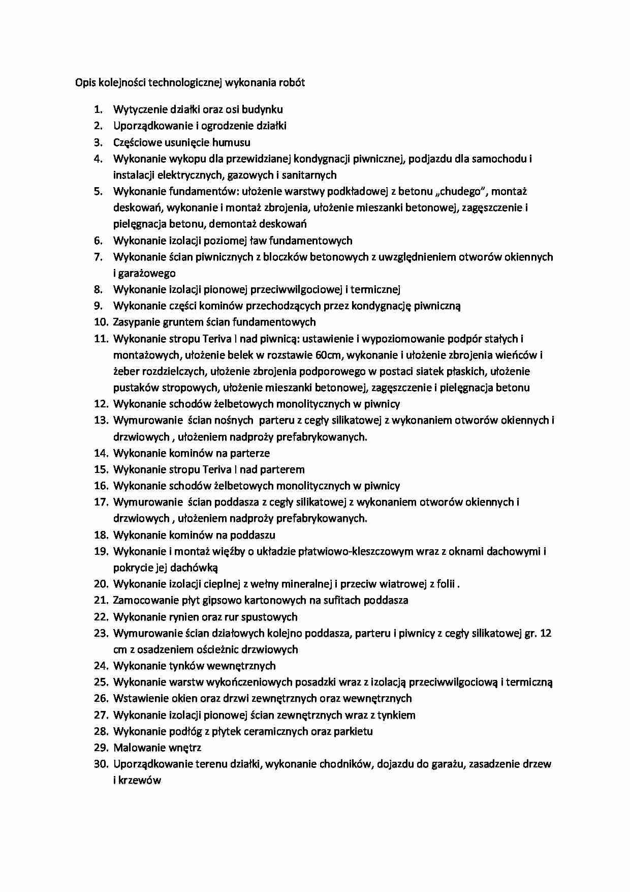 Opis kolejności technologicznej wykonania robót - omówienie - strona 1