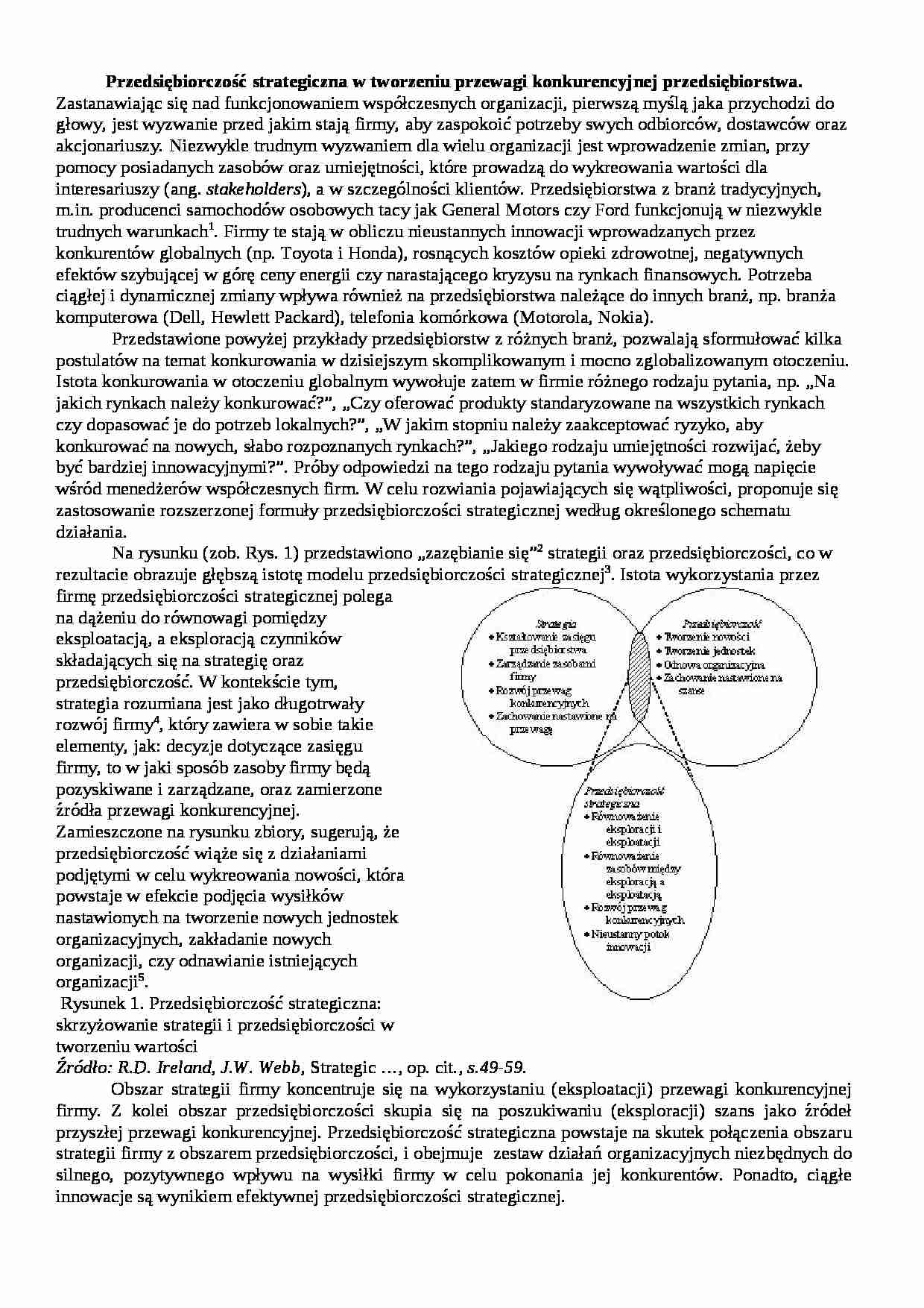 Przedsiębiorczość strategiczna w tworzeniu - omówienie - strona 1