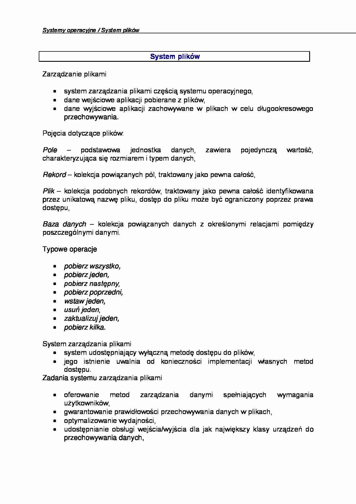 System plików - omówienie - strona 1