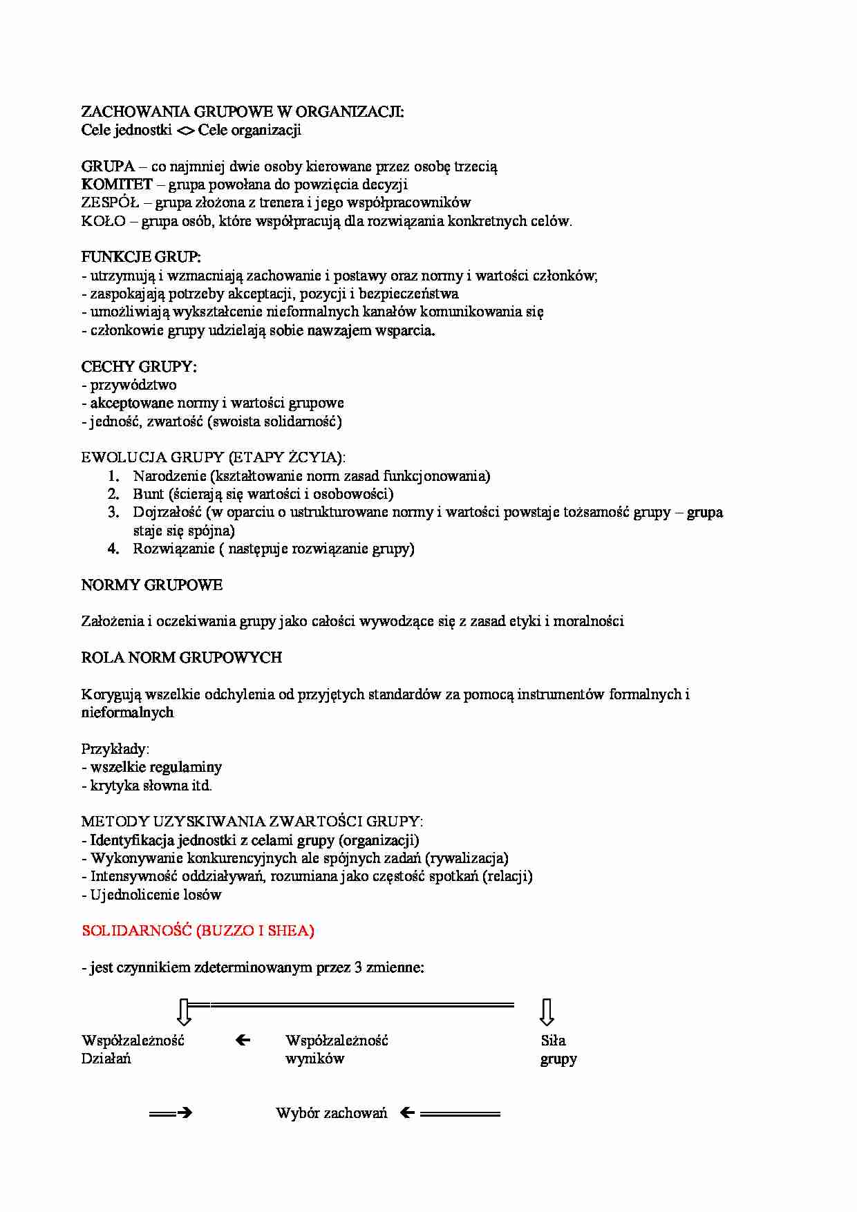 Zachowanie grupowa w organizacji - omówienie - strona 1