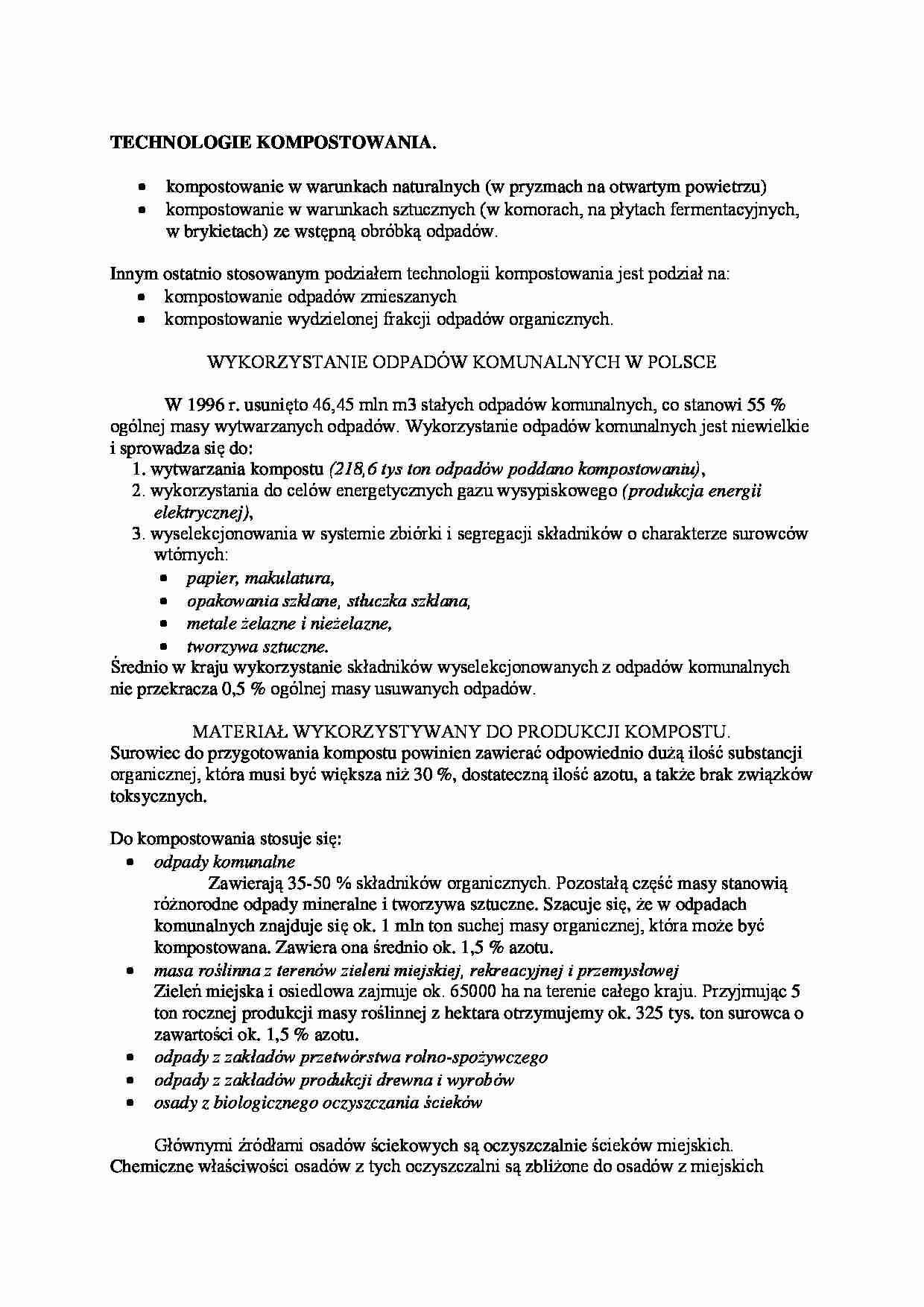Technologie kompostowania - omówienie - strona 1