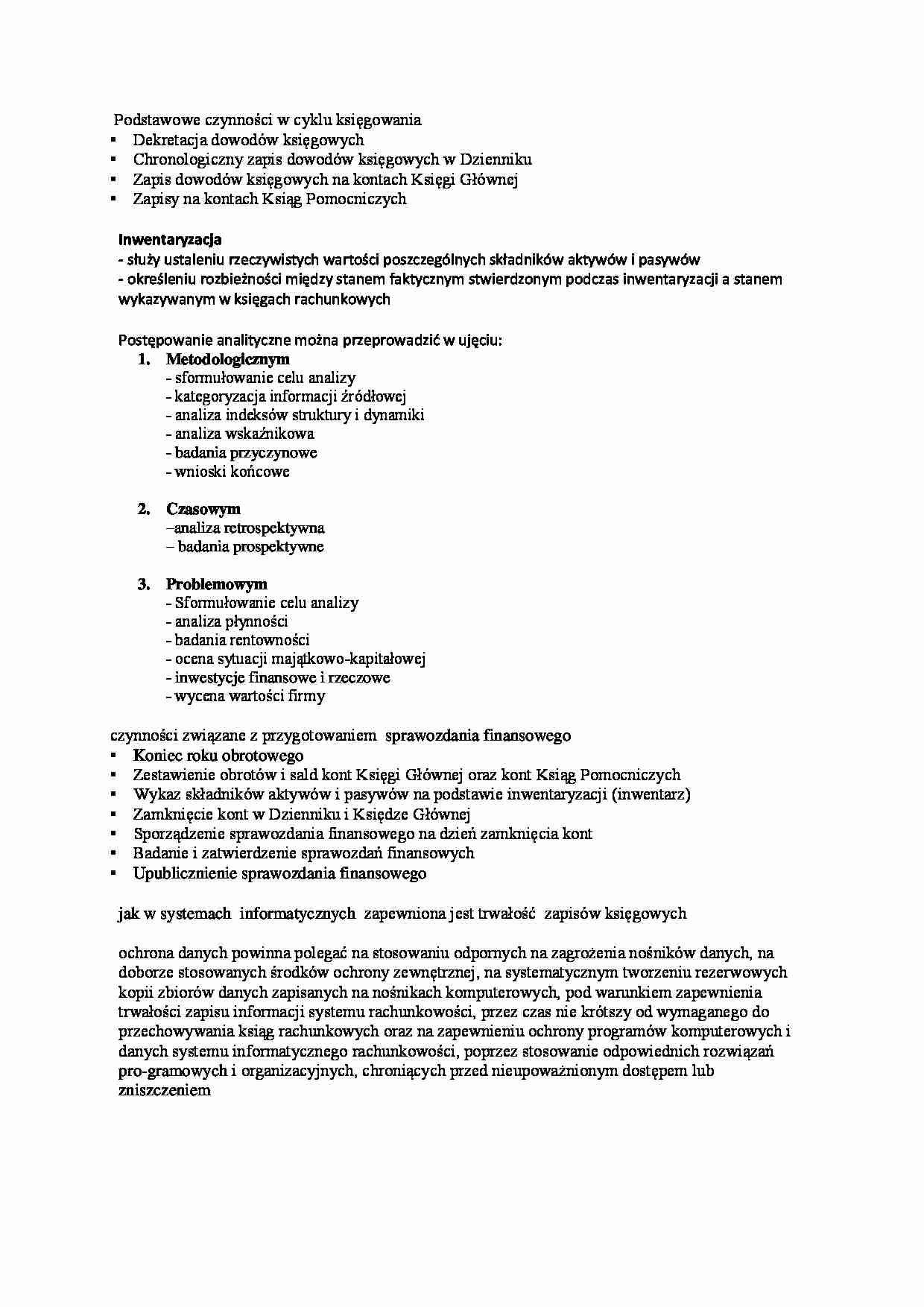 Podstawowe czynności w cyklu księgowania - omówienie - strona 1