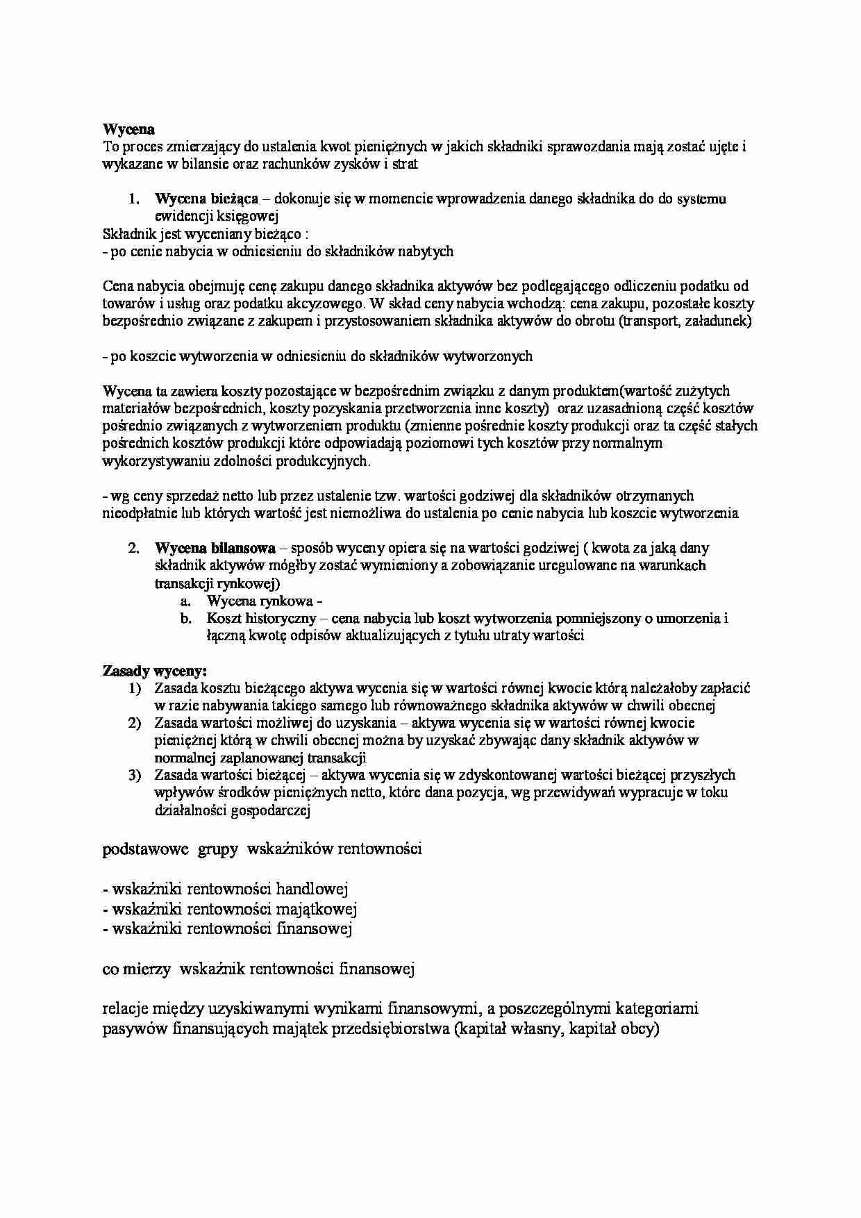 analiza finansowa wspomagana komputerem - Wycena - omówienie - strona 1