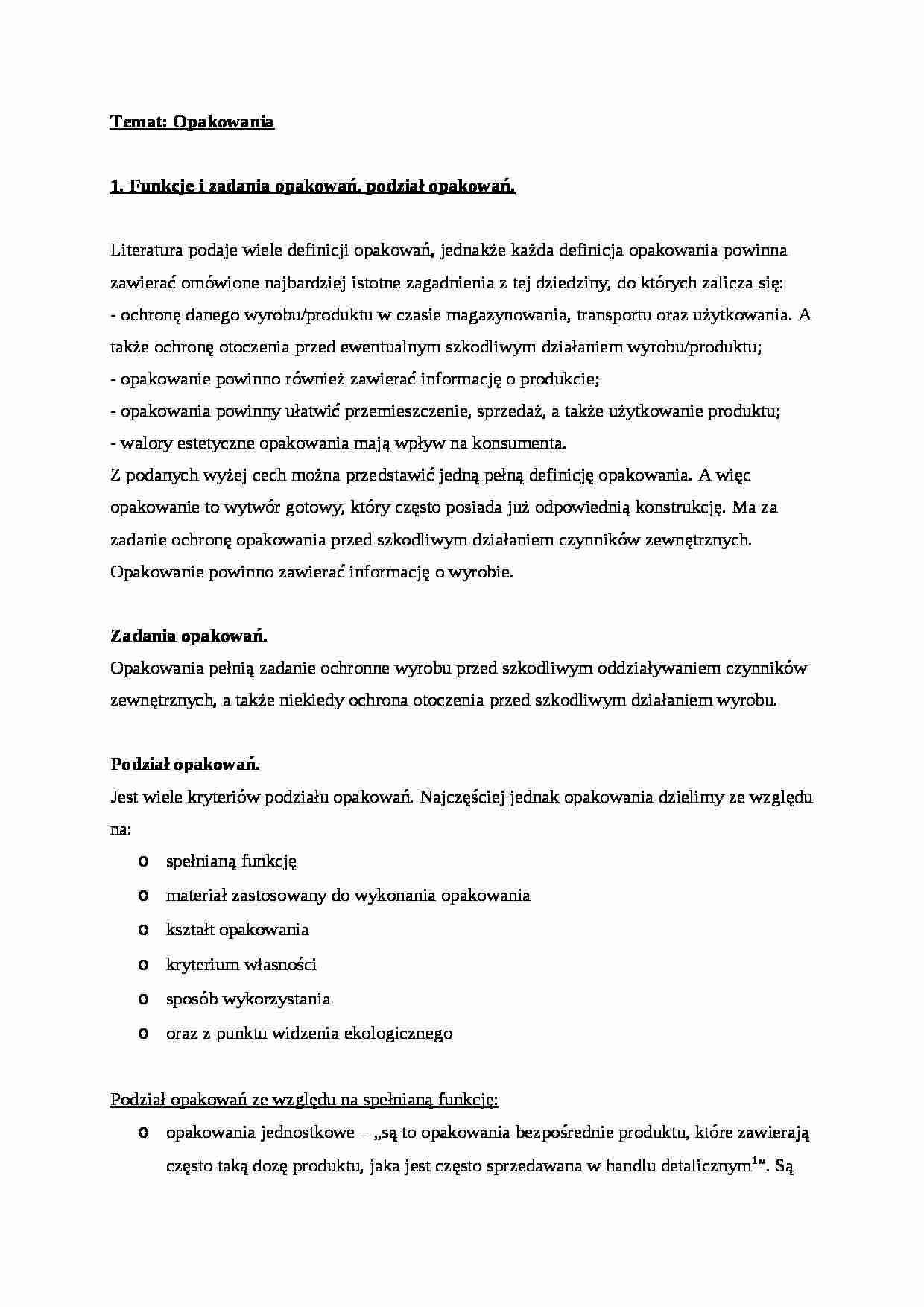 Logistyka - referat - opakowania - strona 1
