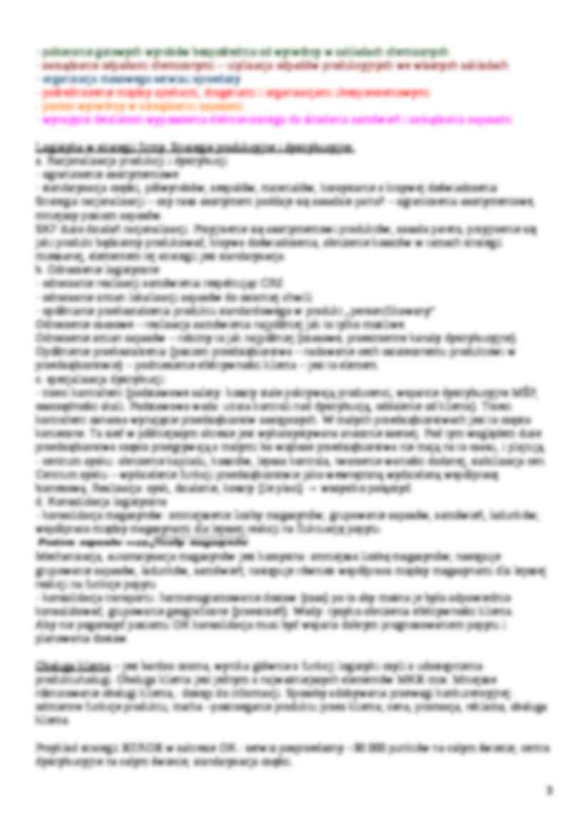 Logistyka w strategii firmy - omówienie - strona 3