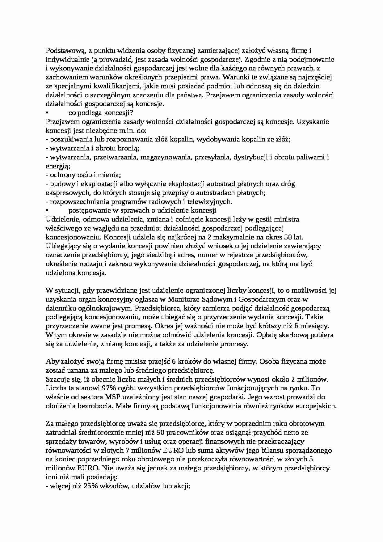 zasada wolności gospodarczej - omówienie - strona 1