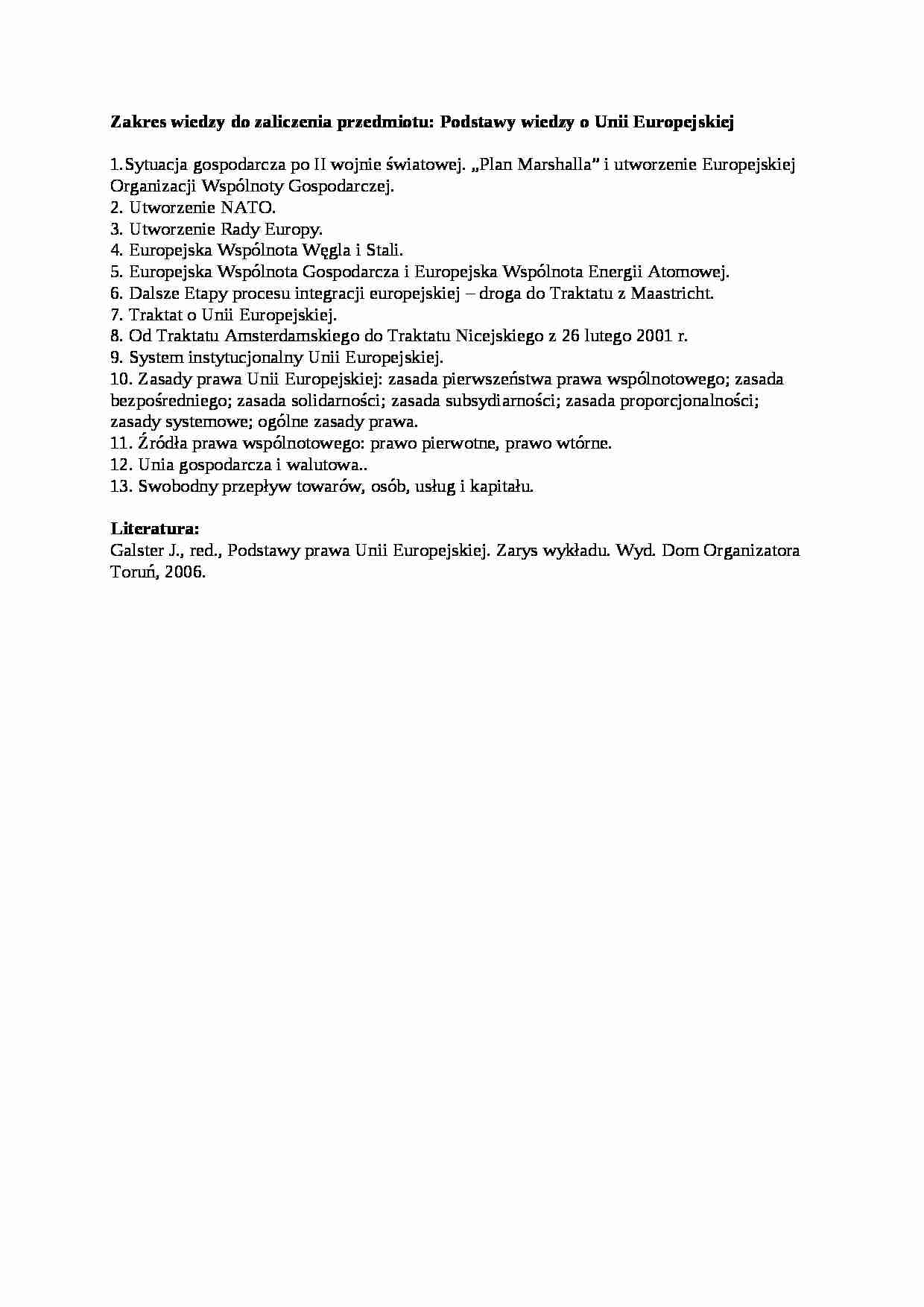 podstawy wiedzy o UE - zagadnienia egzamin - strona 1