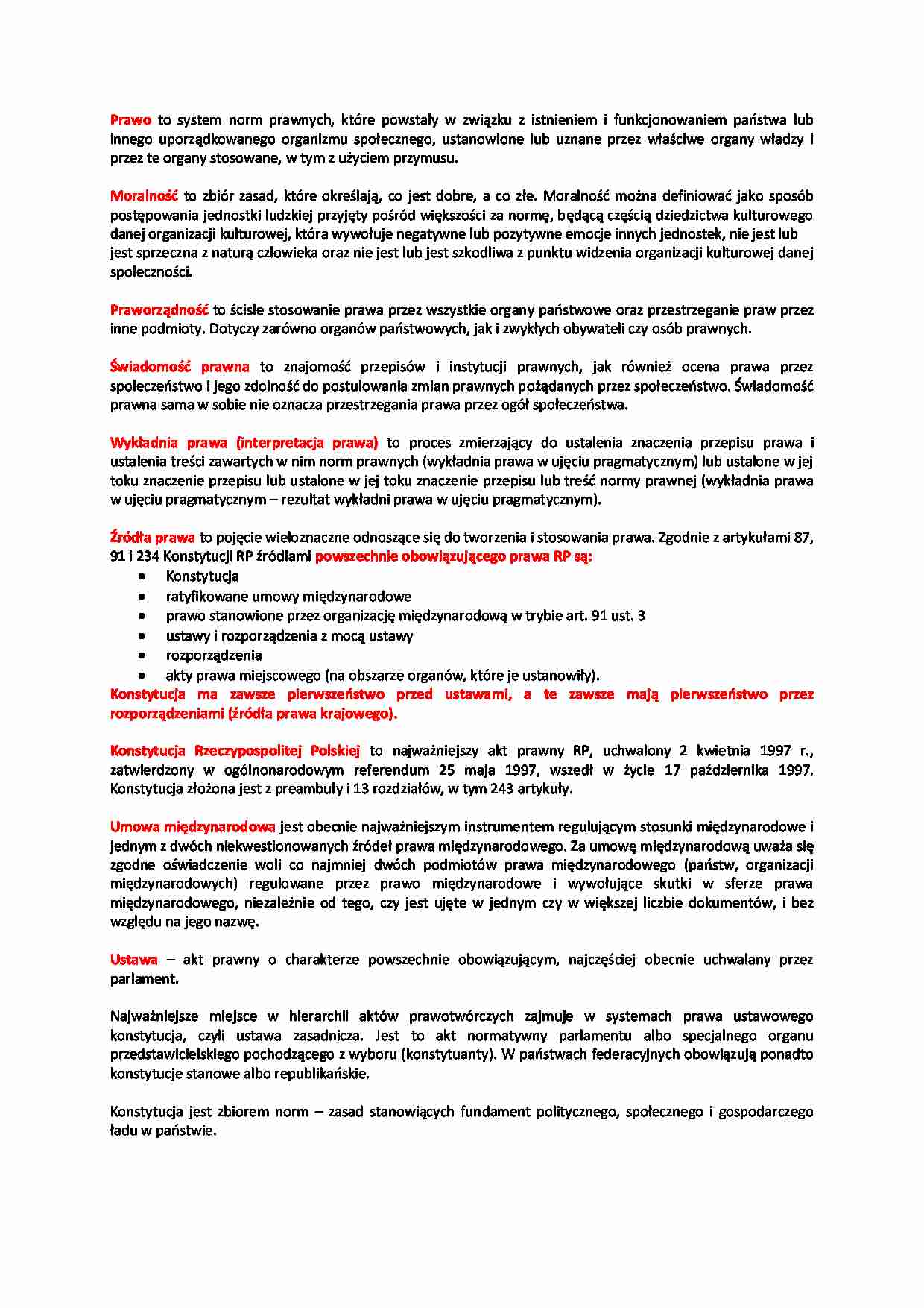 Podstawowe wiadomości o prawie - omówienie - strona 1