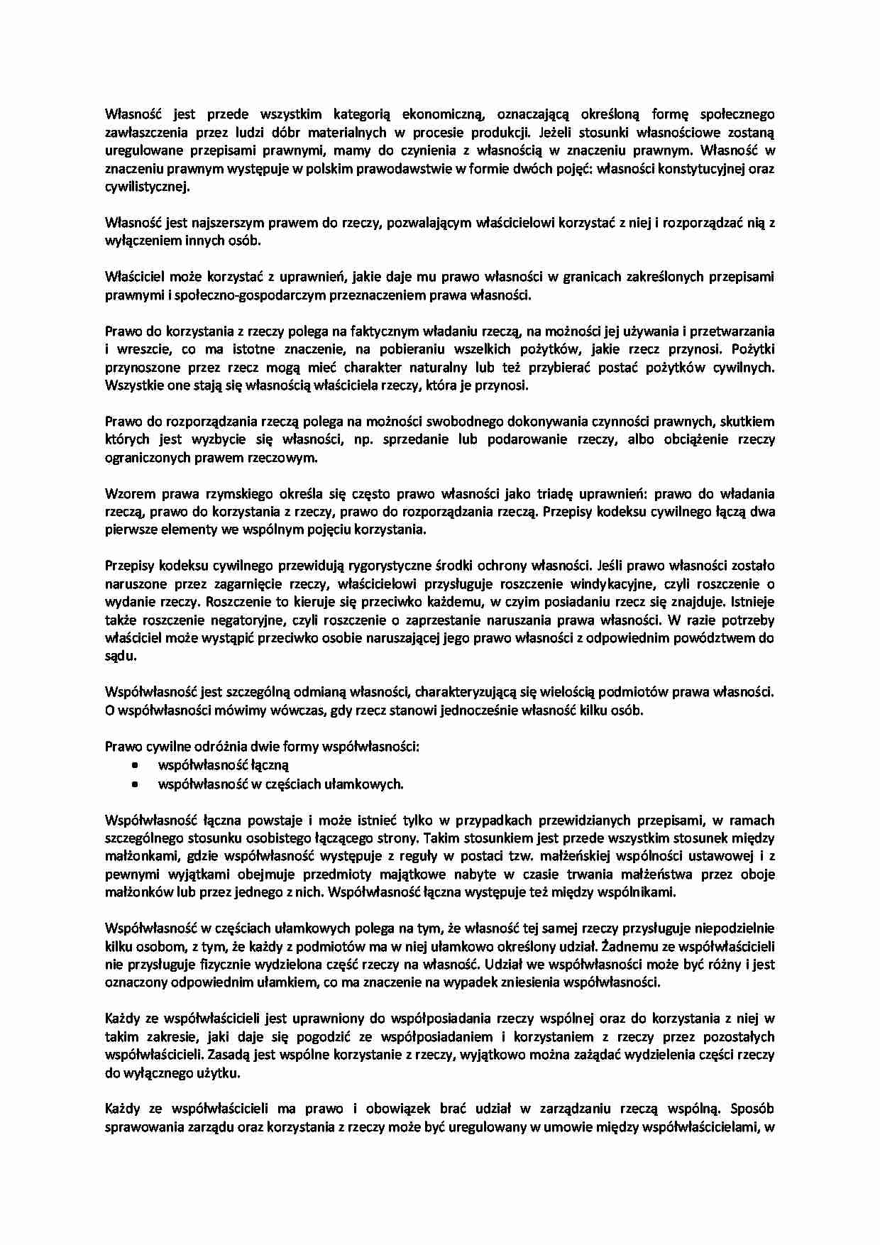 Prawo własności - omówienie - strona 1