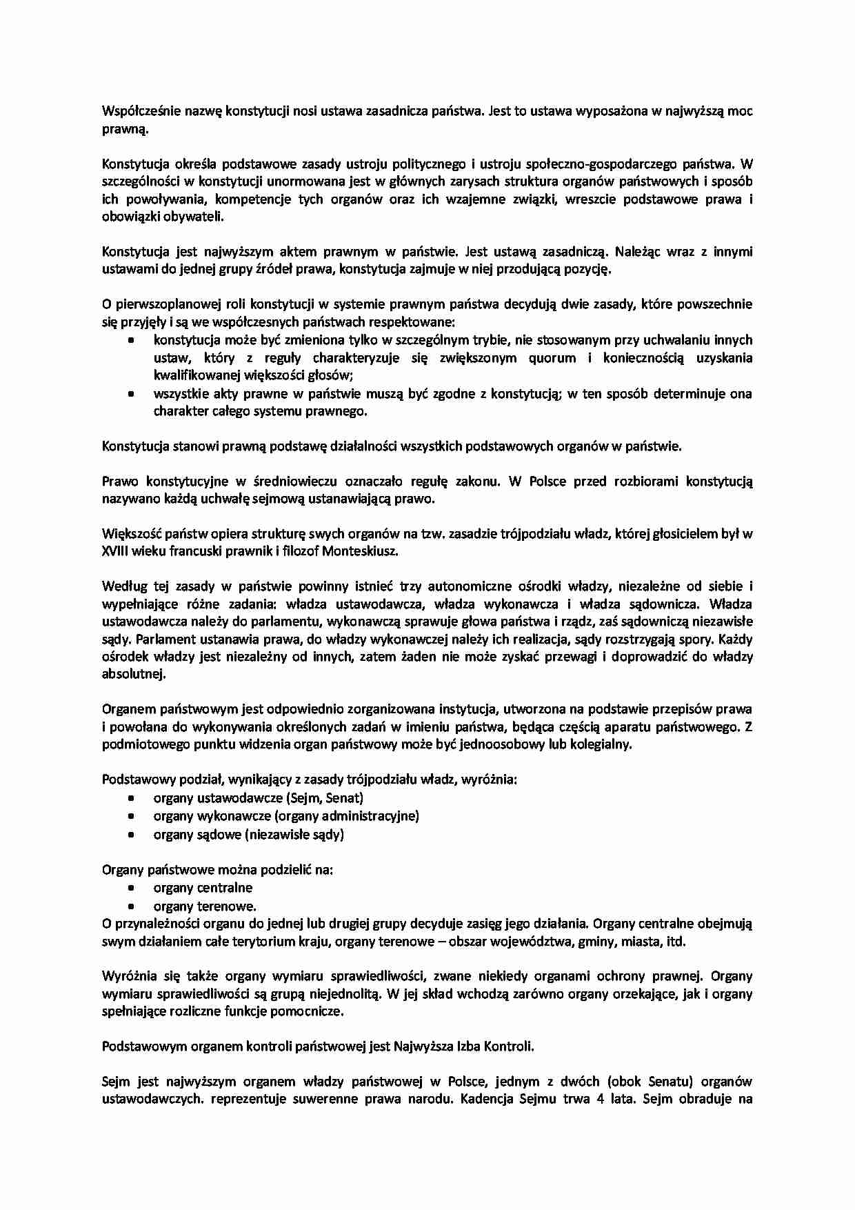 Zakres prawa konstytucyjnego -omówienie - strona 1