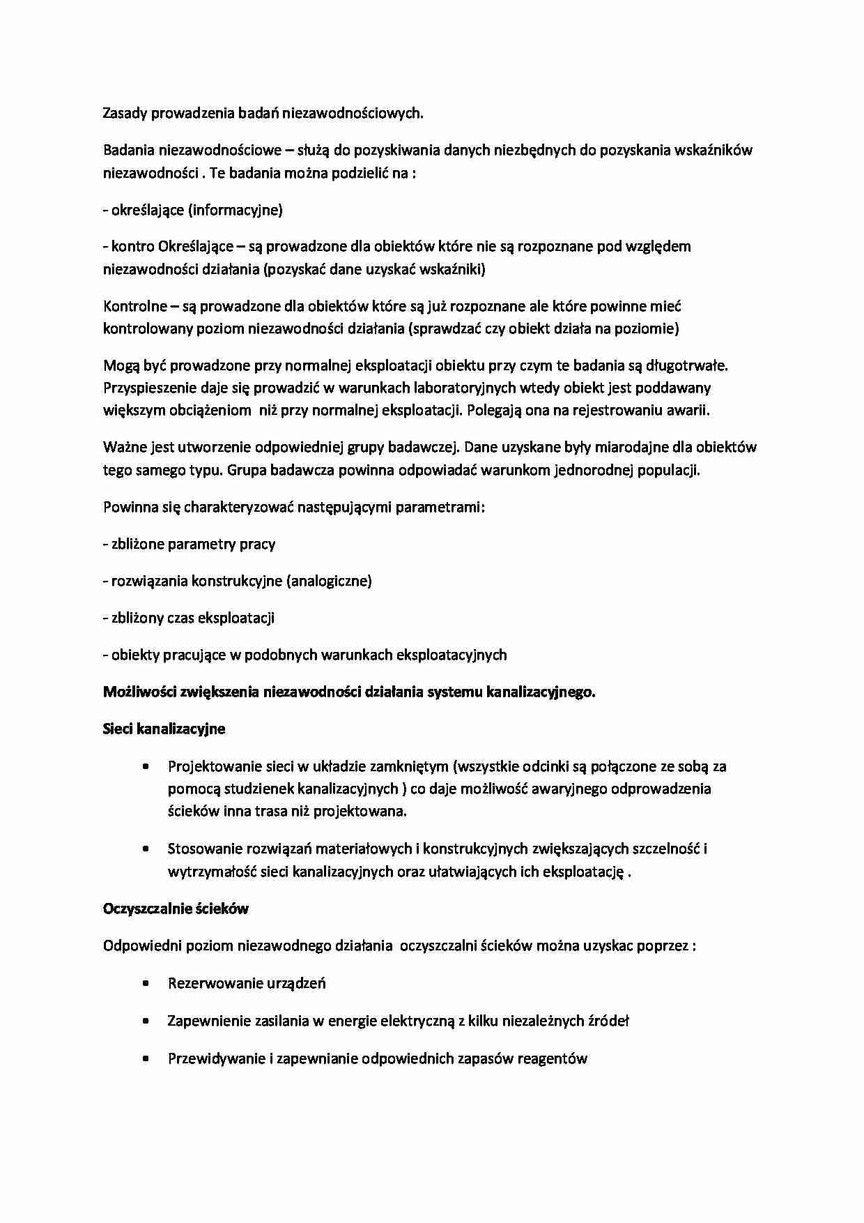 Zasady prowadzenia badań niezawodnościowych-opracowanie - strona 1