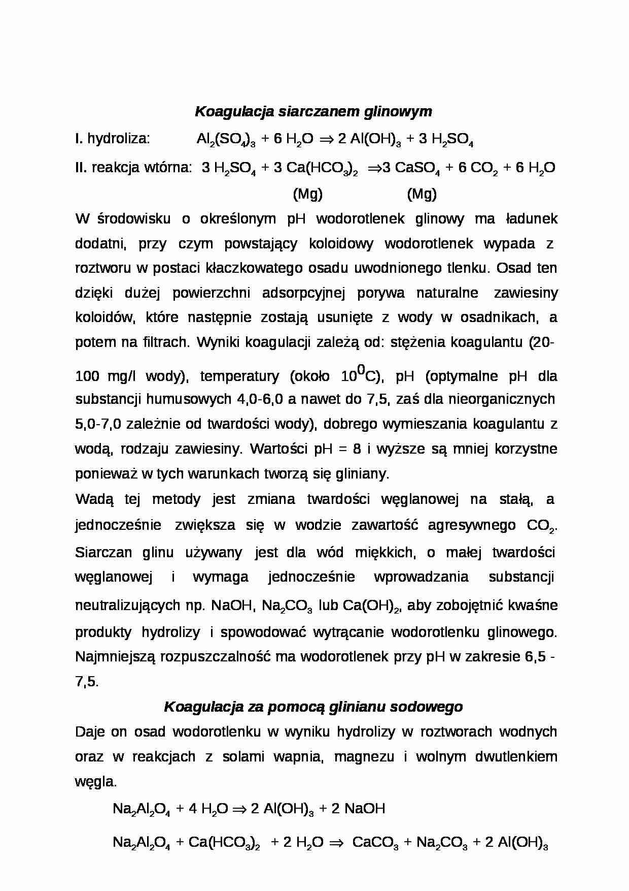 Koagulacja różnymi solami-opracowanie - strona 1