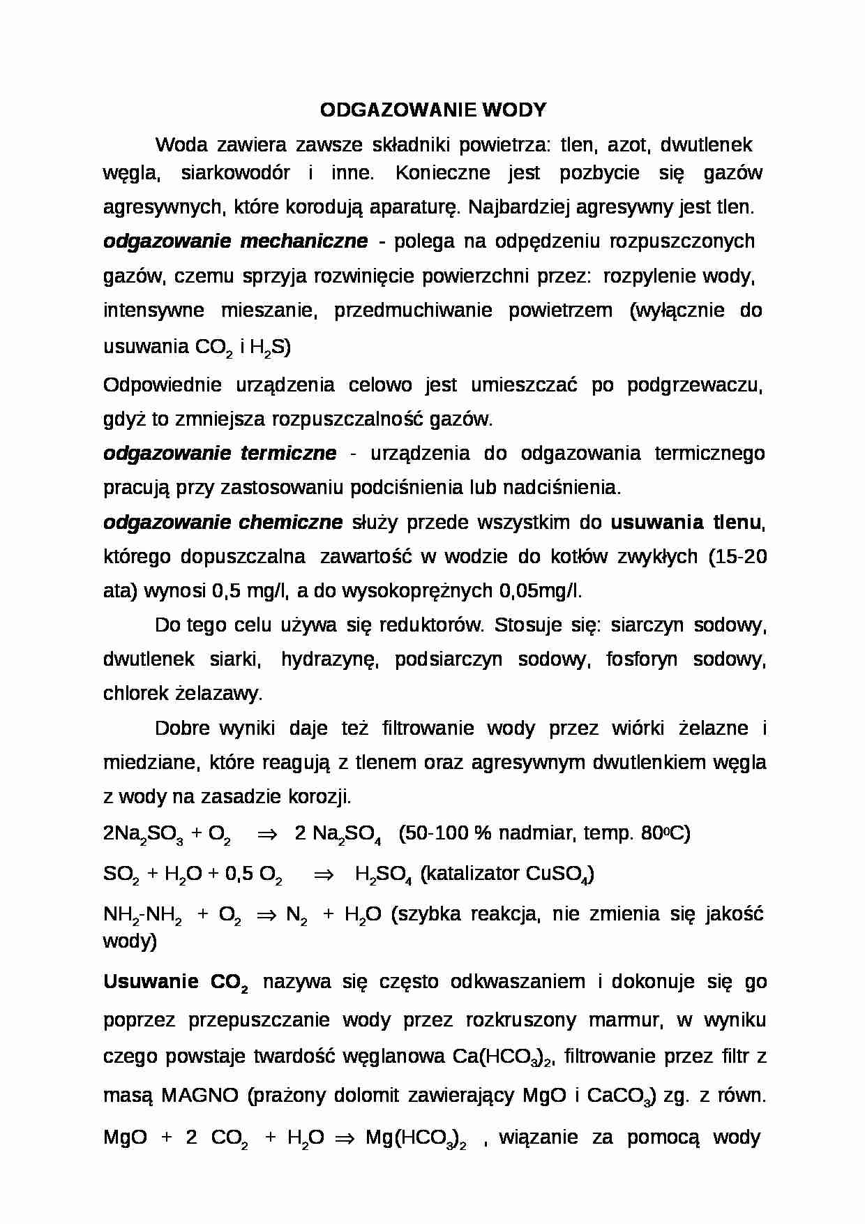 Odgazowanie wody-opracowanie - strona 1