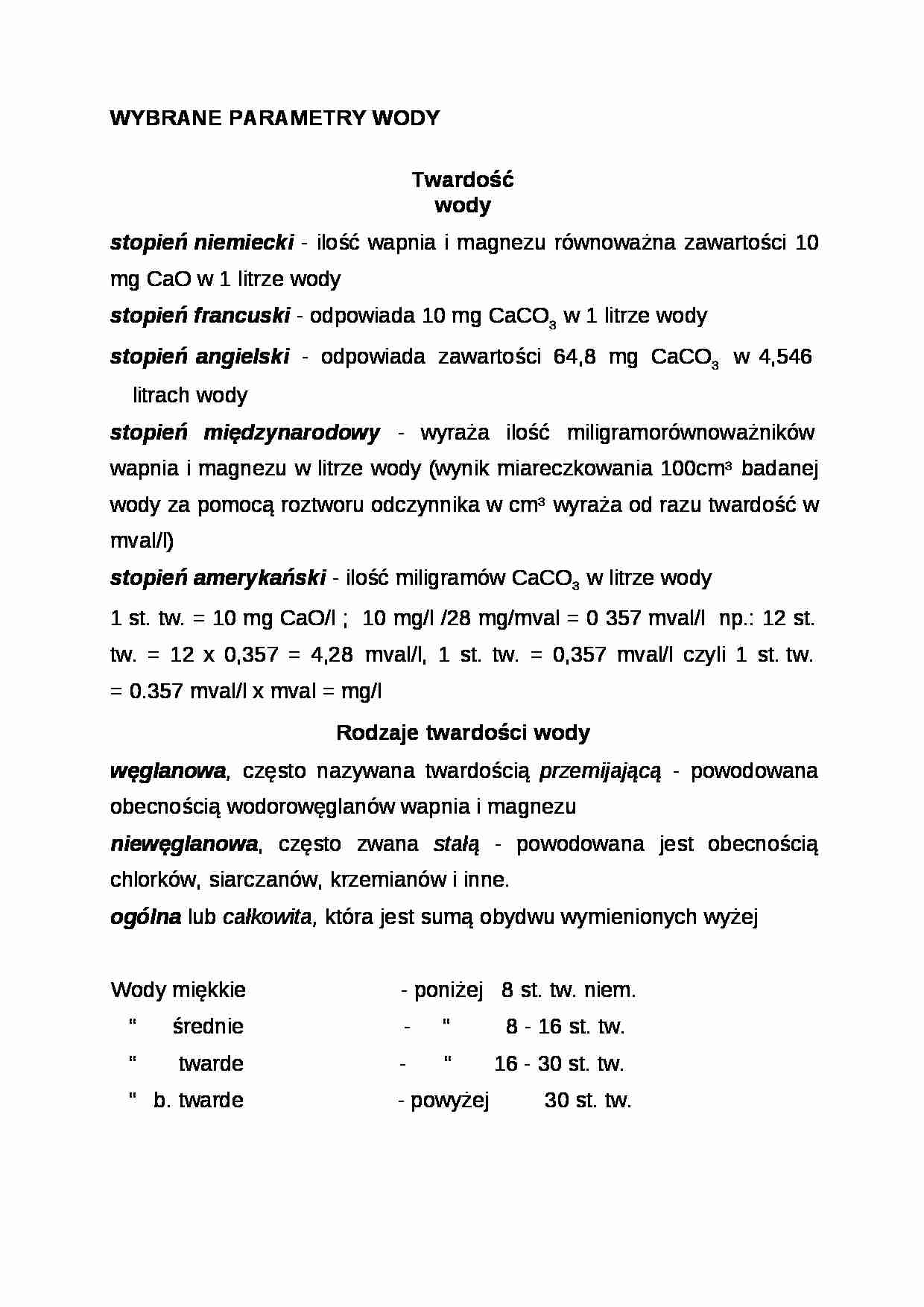 Twardość i alkaliczność wody-opracowanie - strona 1
