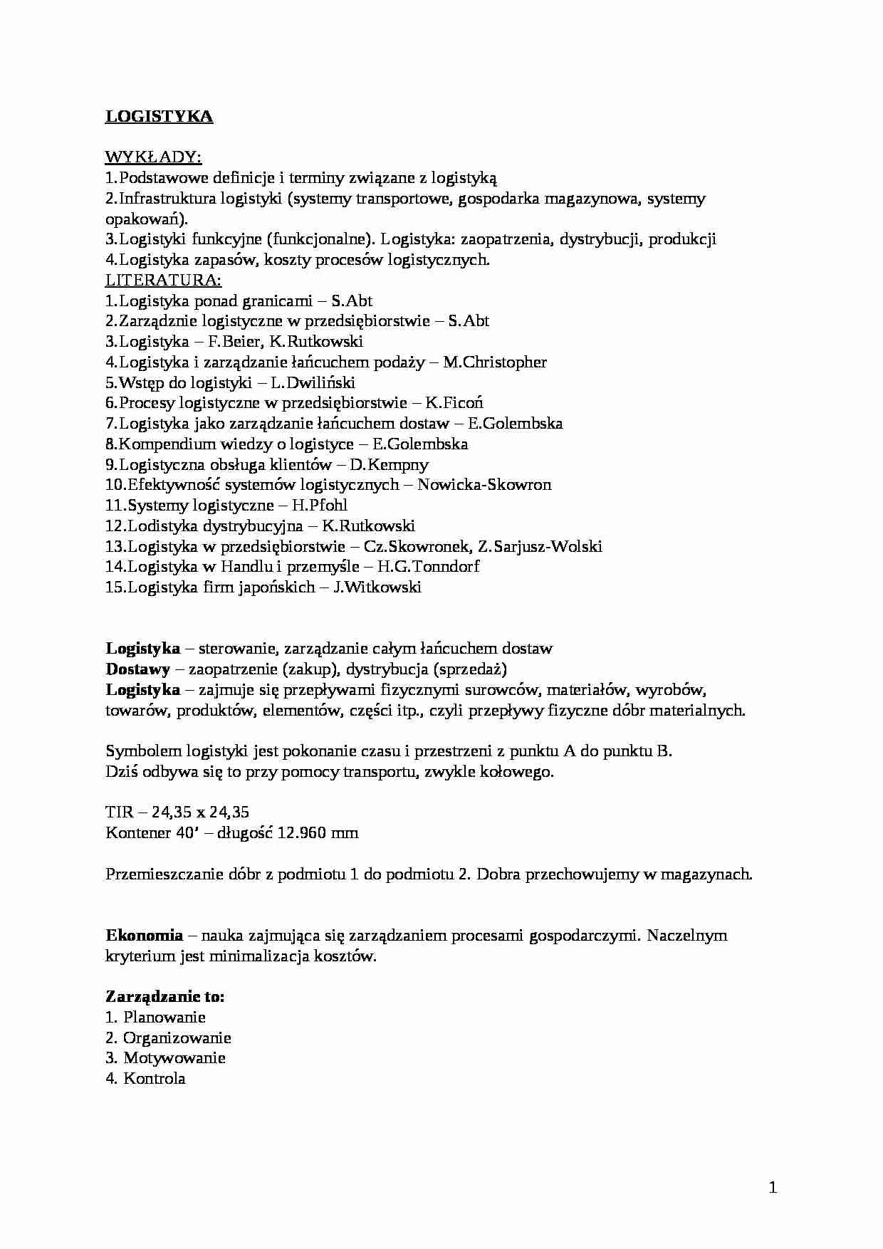 LOGISTYKA - strona 1