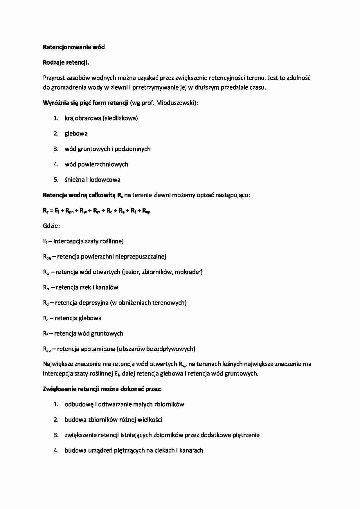 Retencjonowanie wód-opracowanie - strona 1