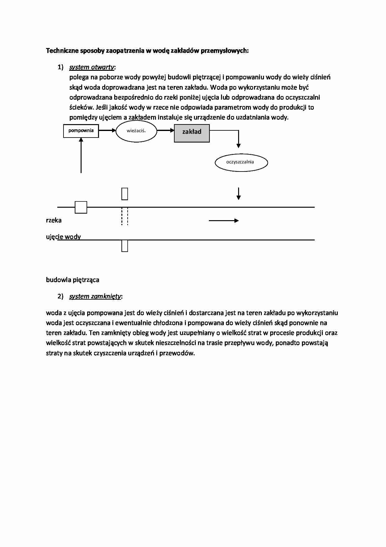 Techniczne sposoby zaopatrzenia w wodę zakładów przemyłowych-opracowanie - strona 1