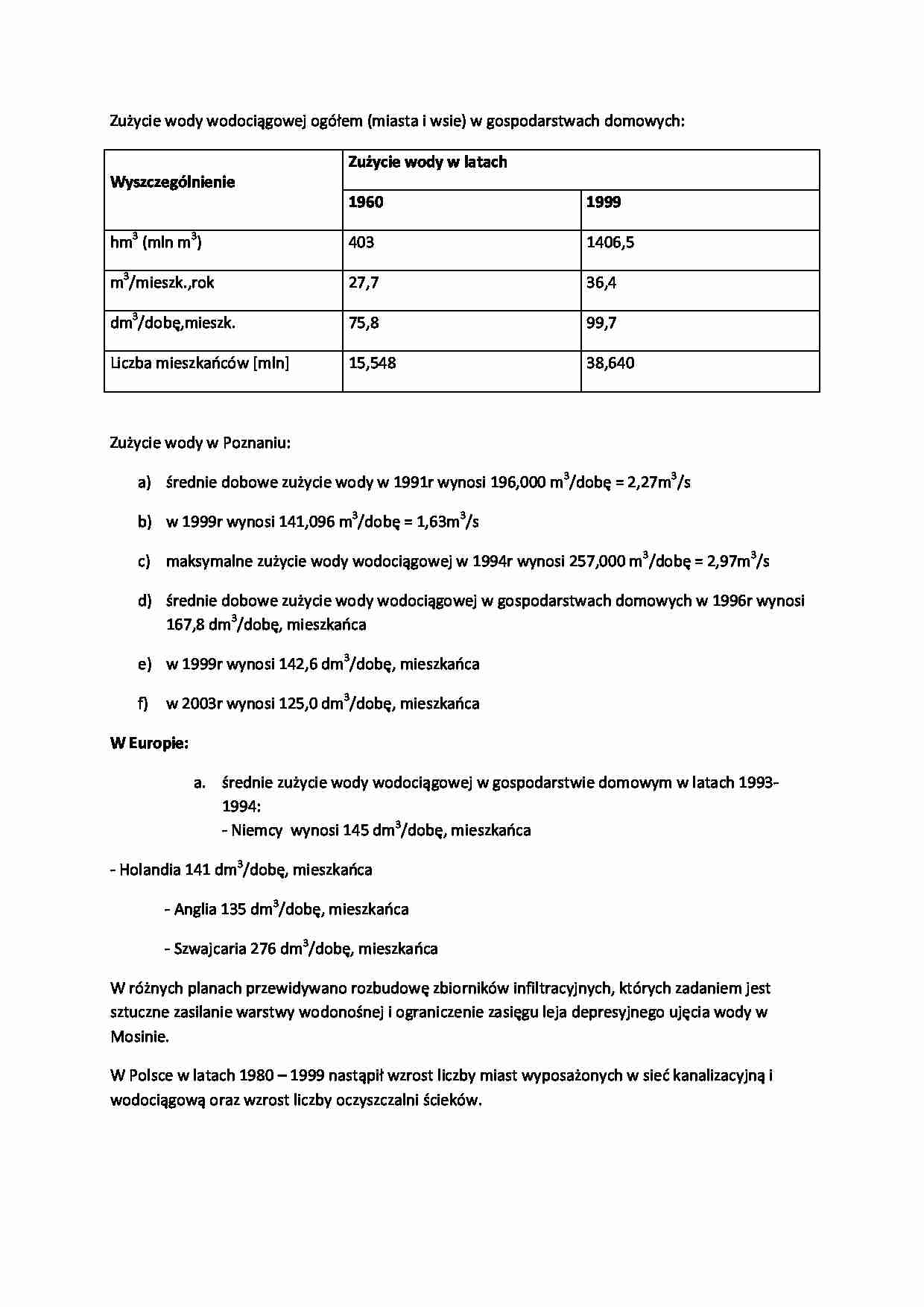 Zużycie wody wodociągowej ogółem w gospodarstwach domowych-opracowanie - strona 1