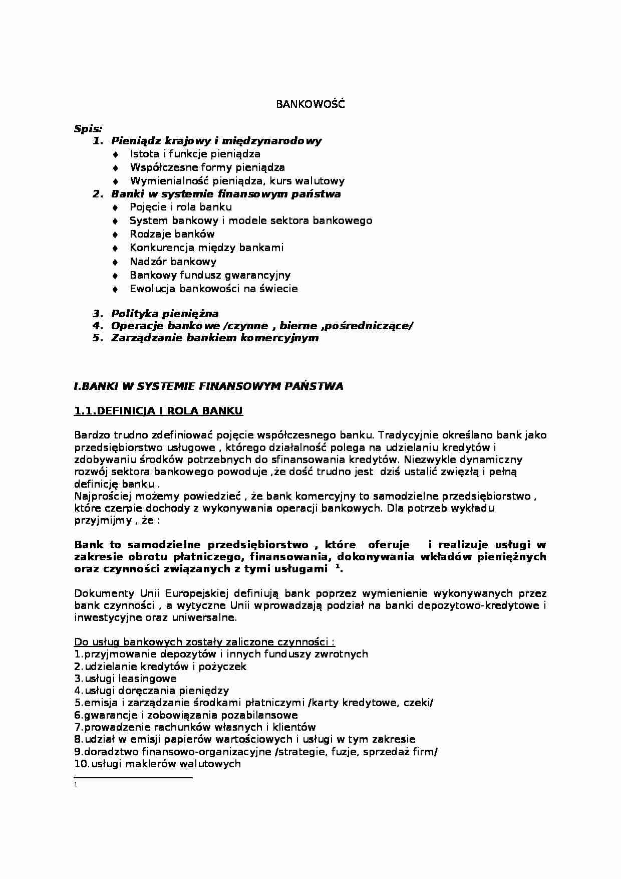 Bankowość - pieniądz - strona 1