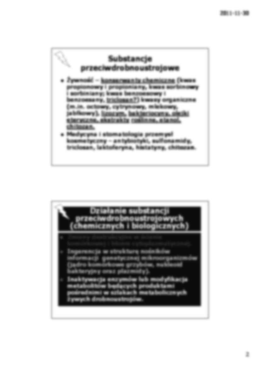 Substancje przeciwdrobnoustrojowe stosowane w medycynie, rolnictwie i w produkcji ywności- wykład 18 - strona 2